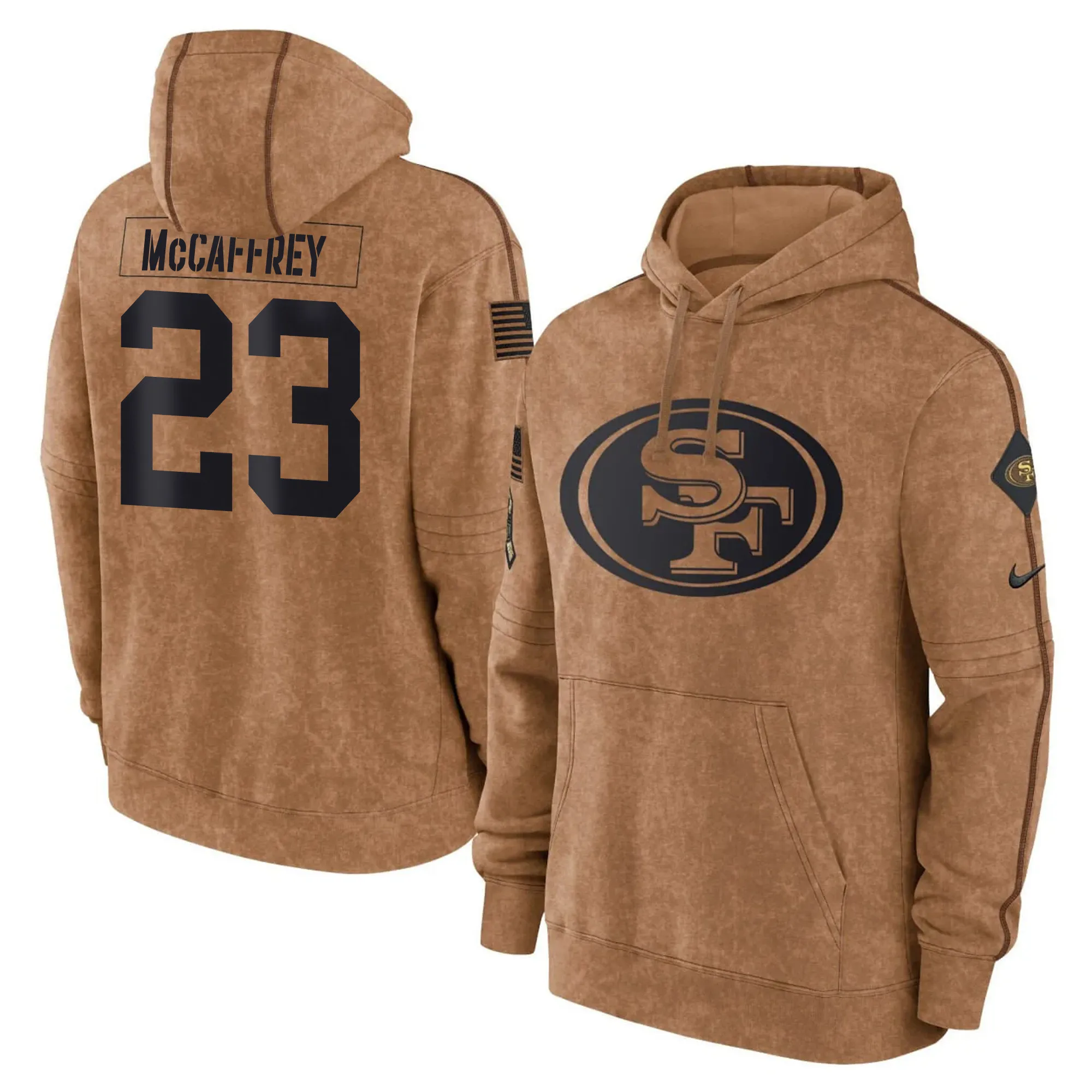 49ers 2023 Salute To Service Brown Hoodie - Stitched