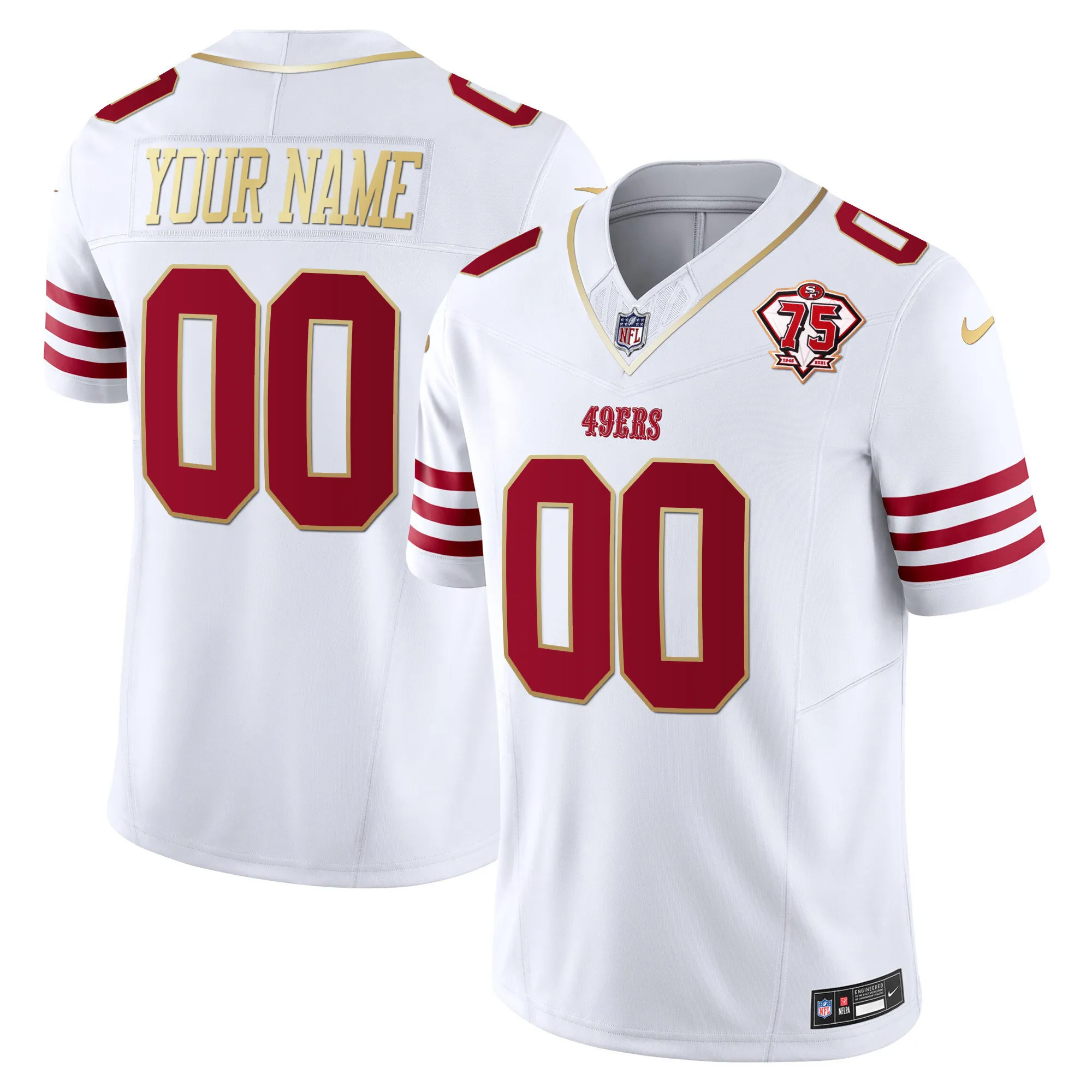 49ers 2023 Vapor Gold Trim Limited Custom Jersey - All Stitched