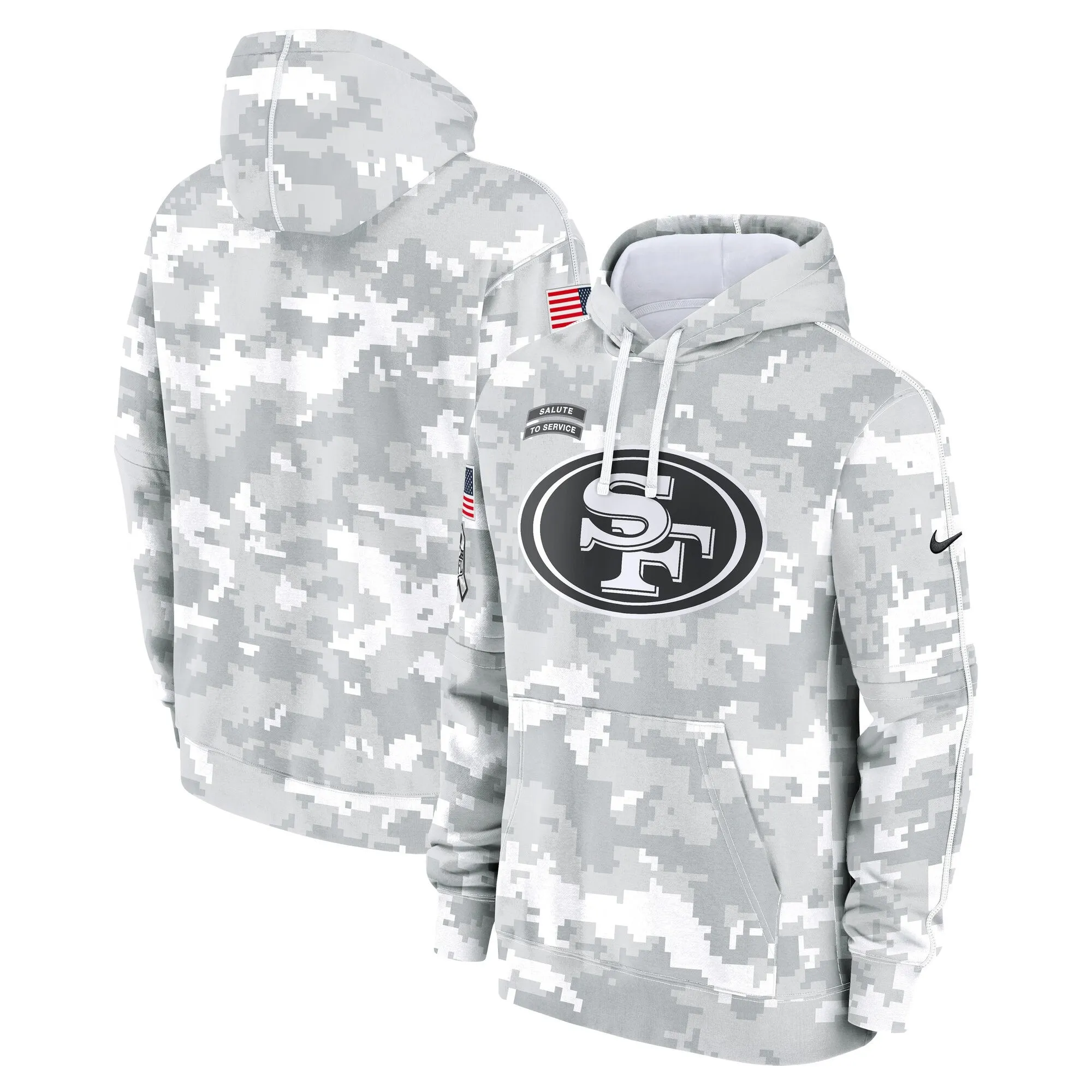 49ers 2024 Salute to Service Pullover Hoodie - Arctic Camo - All Stitched