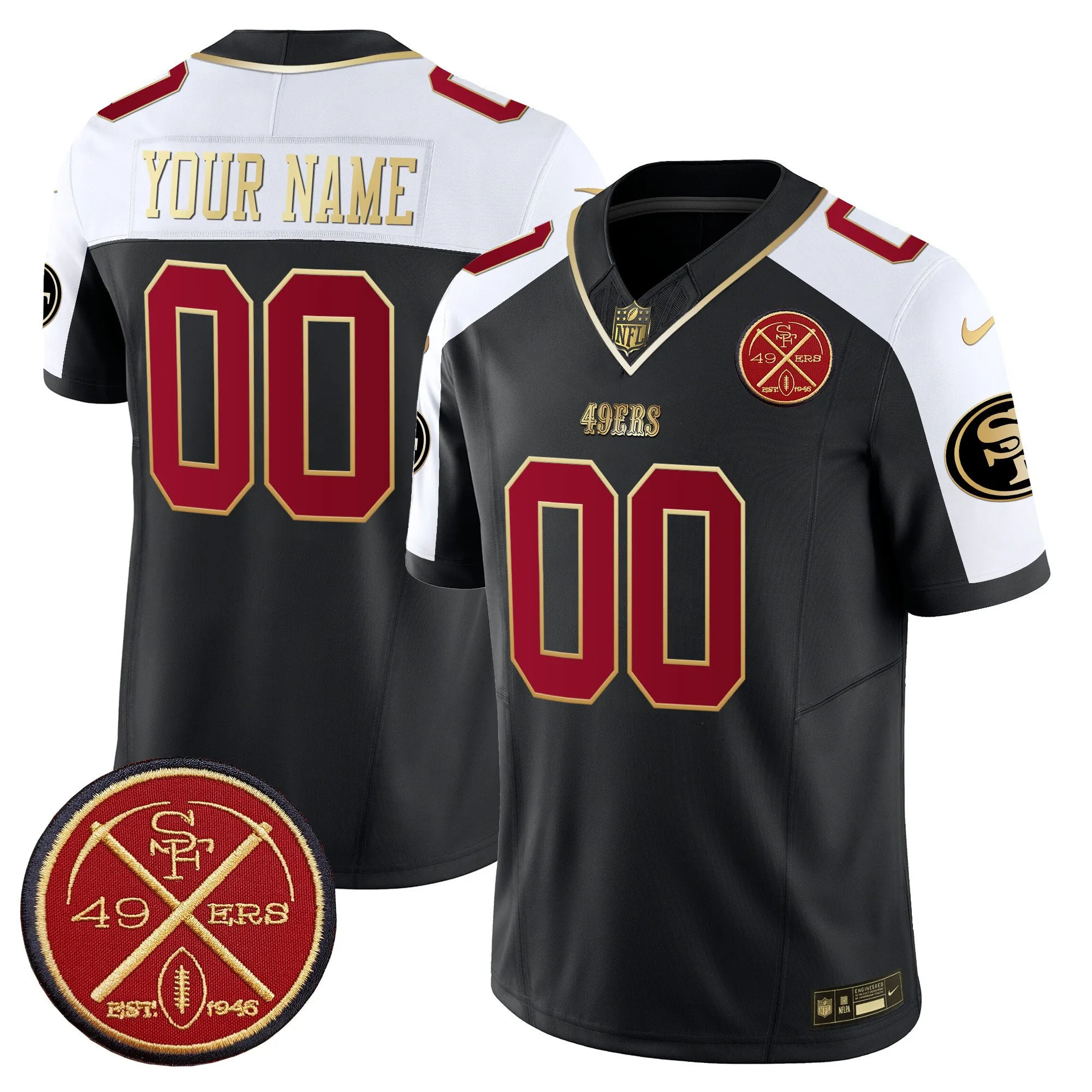 49ers Est.1946 Patch Vapor Limited Custom Jersey - All Stitched