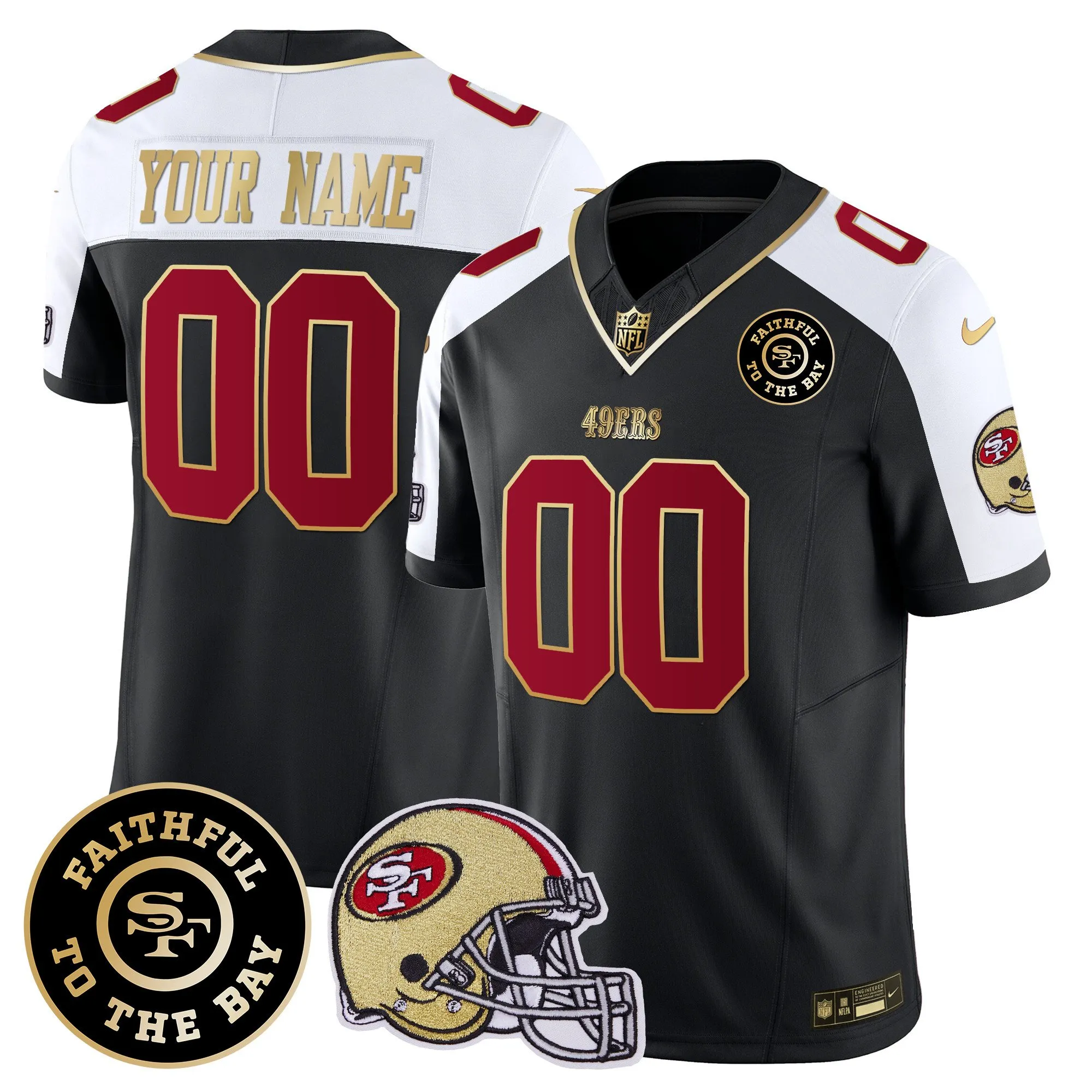 49ers Faithful To The Bay Patch Vapor Custom Jersey V5 - All Stitched