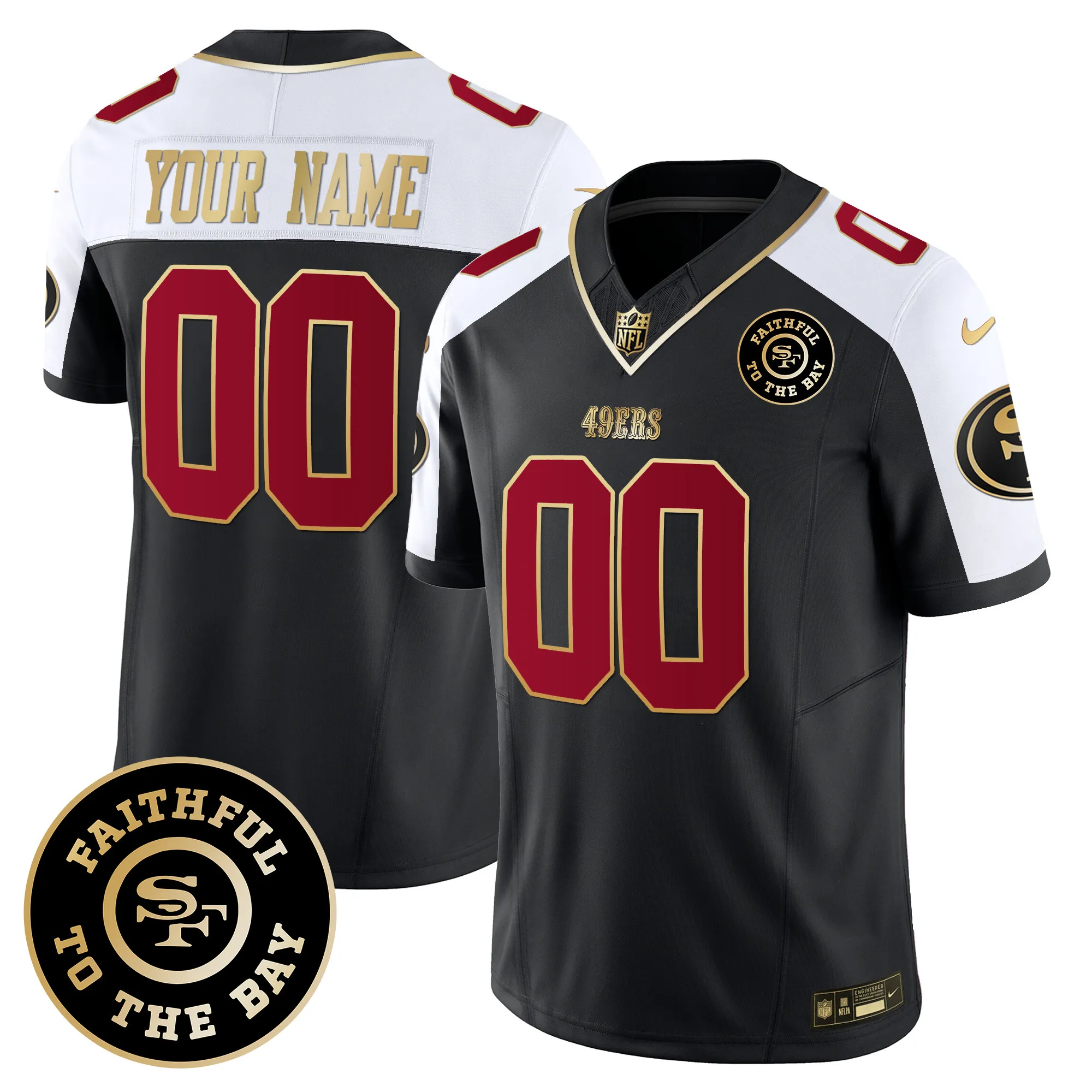 49ers Faithful To The Bay Patch Vapor Limited Custom Jersey - All Stitched
