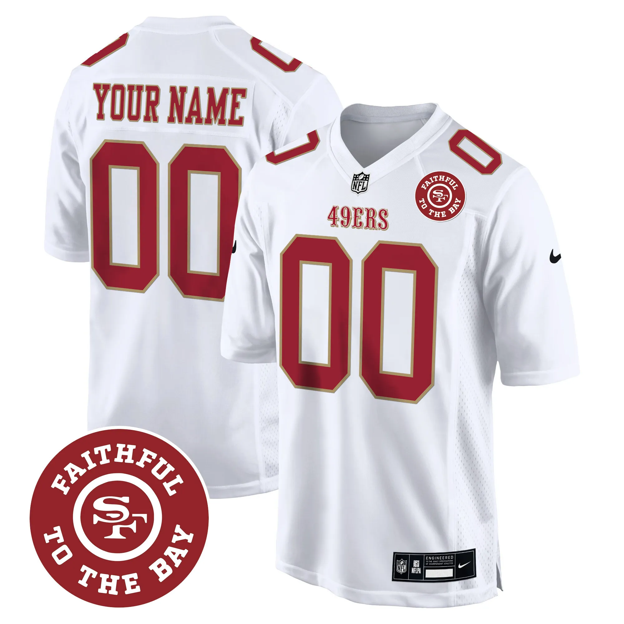 49ers Throwback Faithful To The Bay Patch Game Custom Jersey - All Stitched