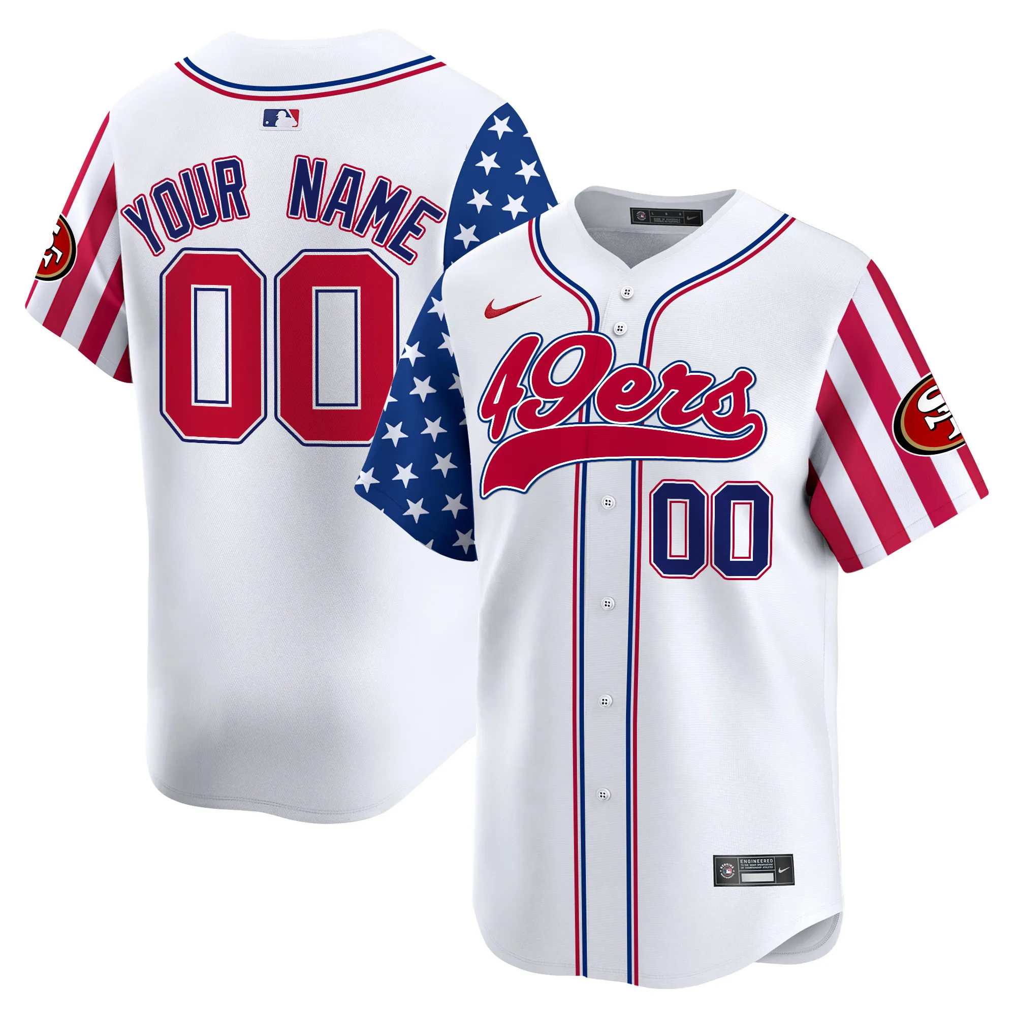 49ers White 2024 Independence Day Vapor Premier Limited Custom Jersey - All Stitched