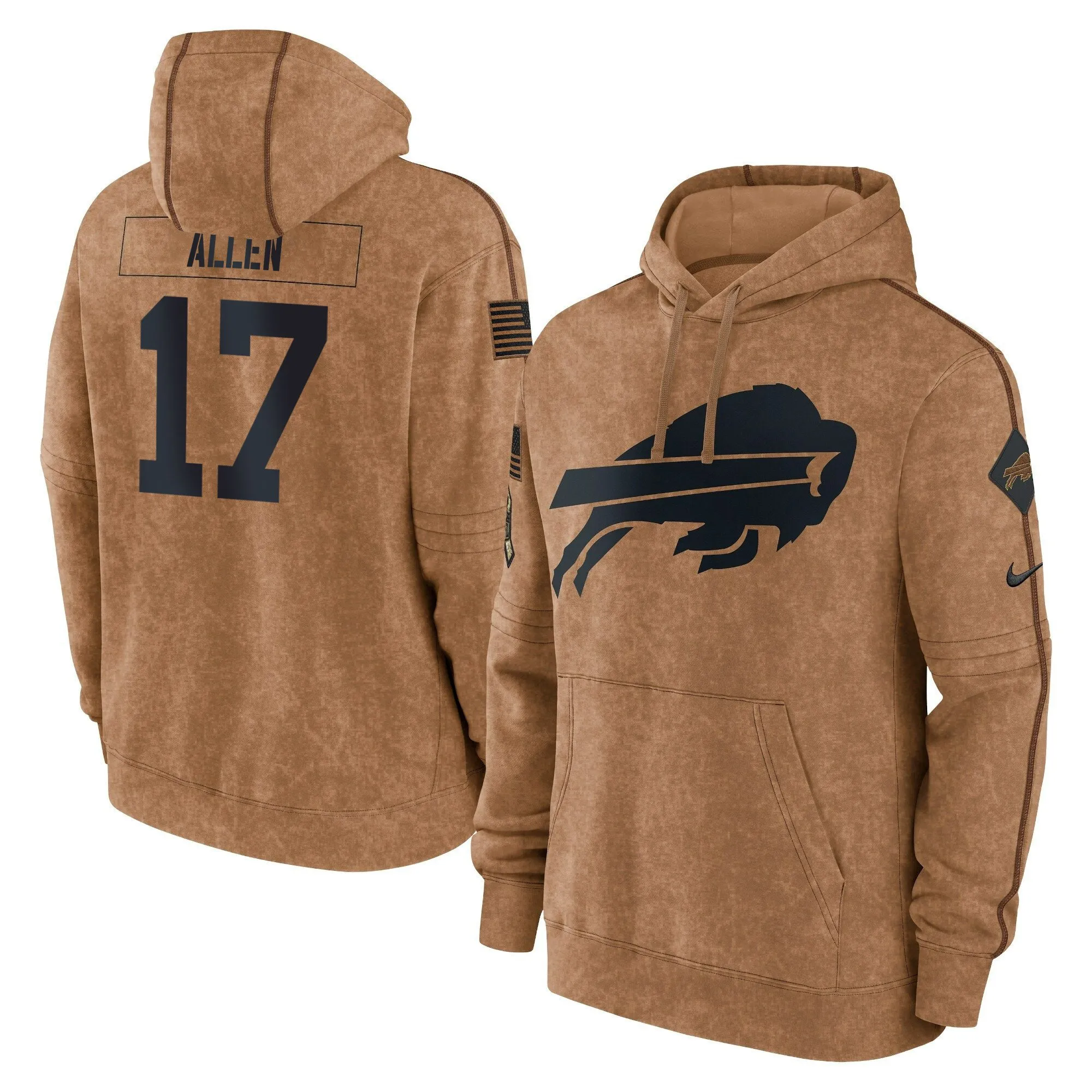 Bills 2023 Salute To Service Brown Hoodie - Stitched