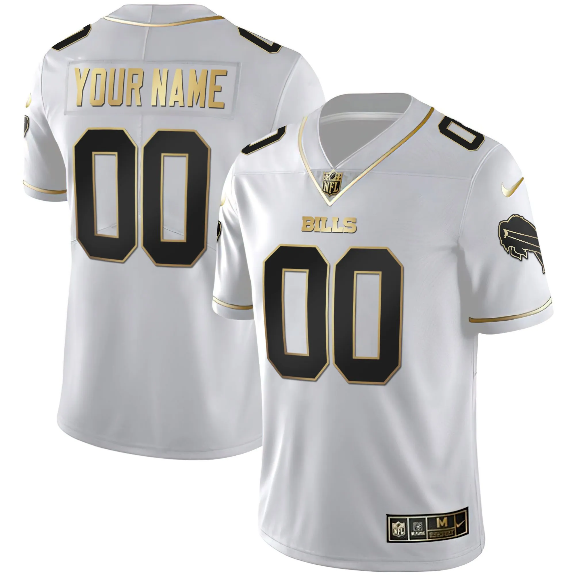 Bills Gold and Split Custom Name and Number - All Stitched