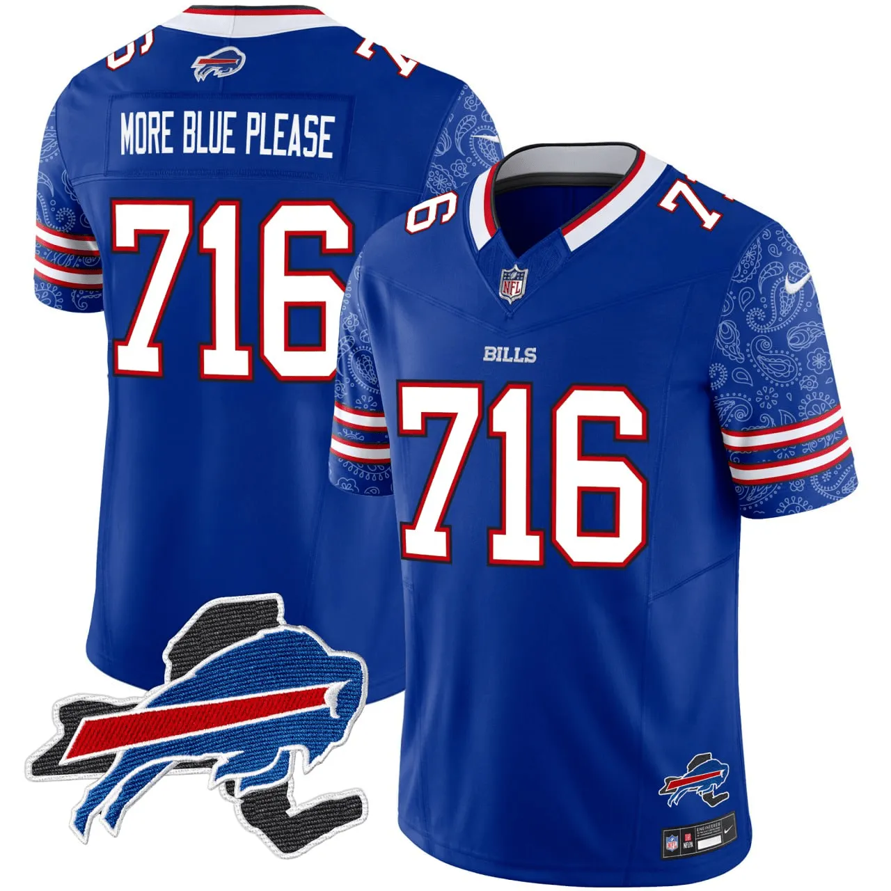 Bills New York Patch Vapor Limited Custom Jersey V2 - All Stitched
