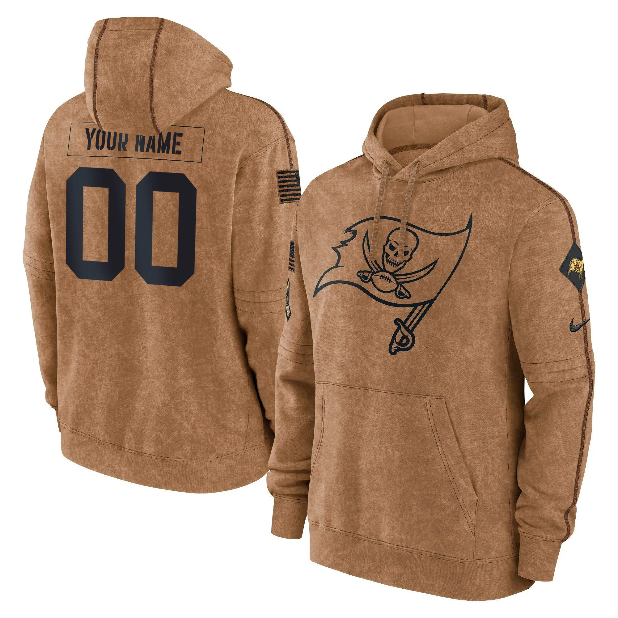 Buccaneers 2023 Salute To Service Brown Custom Hoodie - Stitched