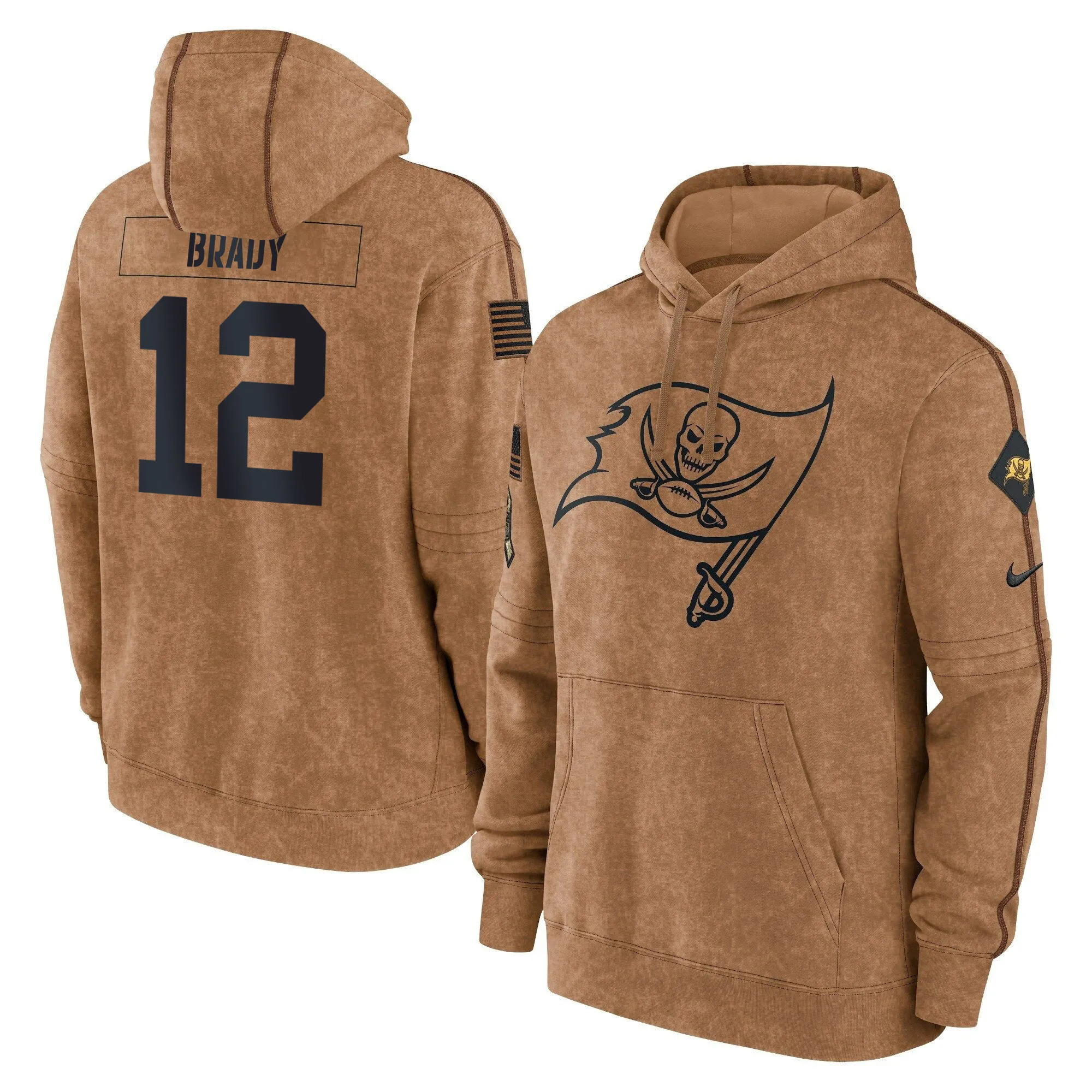 Buccaneers 2023 Salute To Service Brown Hoodie - Stitched