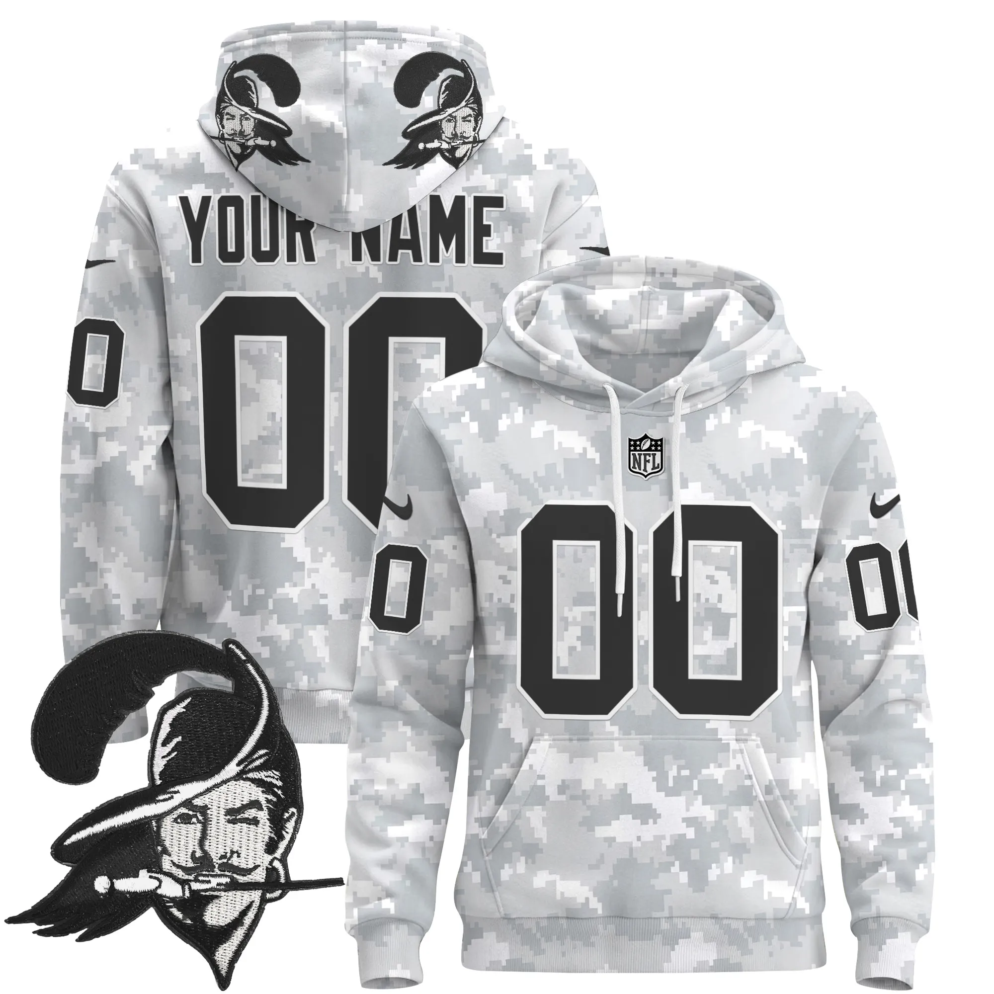 Buccaneers 2024 Salute to Service Custom Pullover Hoodie - All Stitched