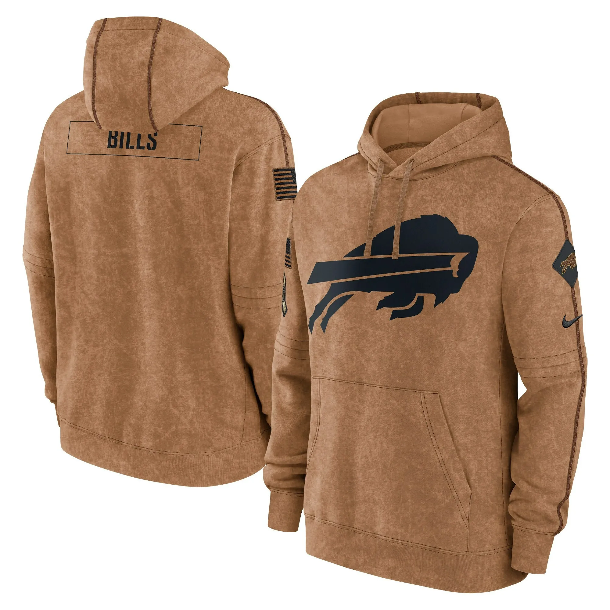 Buffalo Bills 2023 Salute To Service Brown Hoodie - Printed