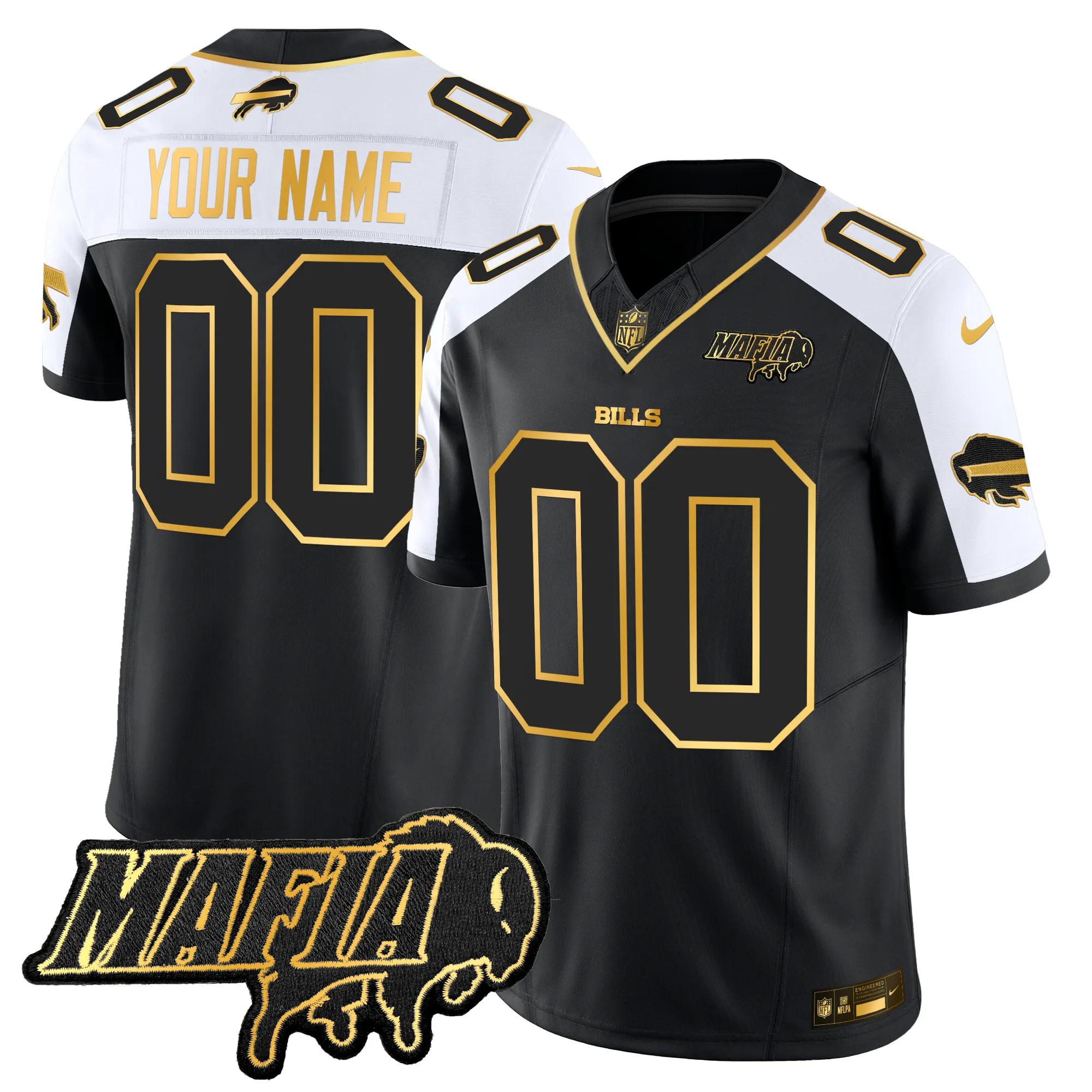 Buffalo Bills 2024 Bills Mafia Patch Gold Vapor Limited Custom Jersey - All Stitched