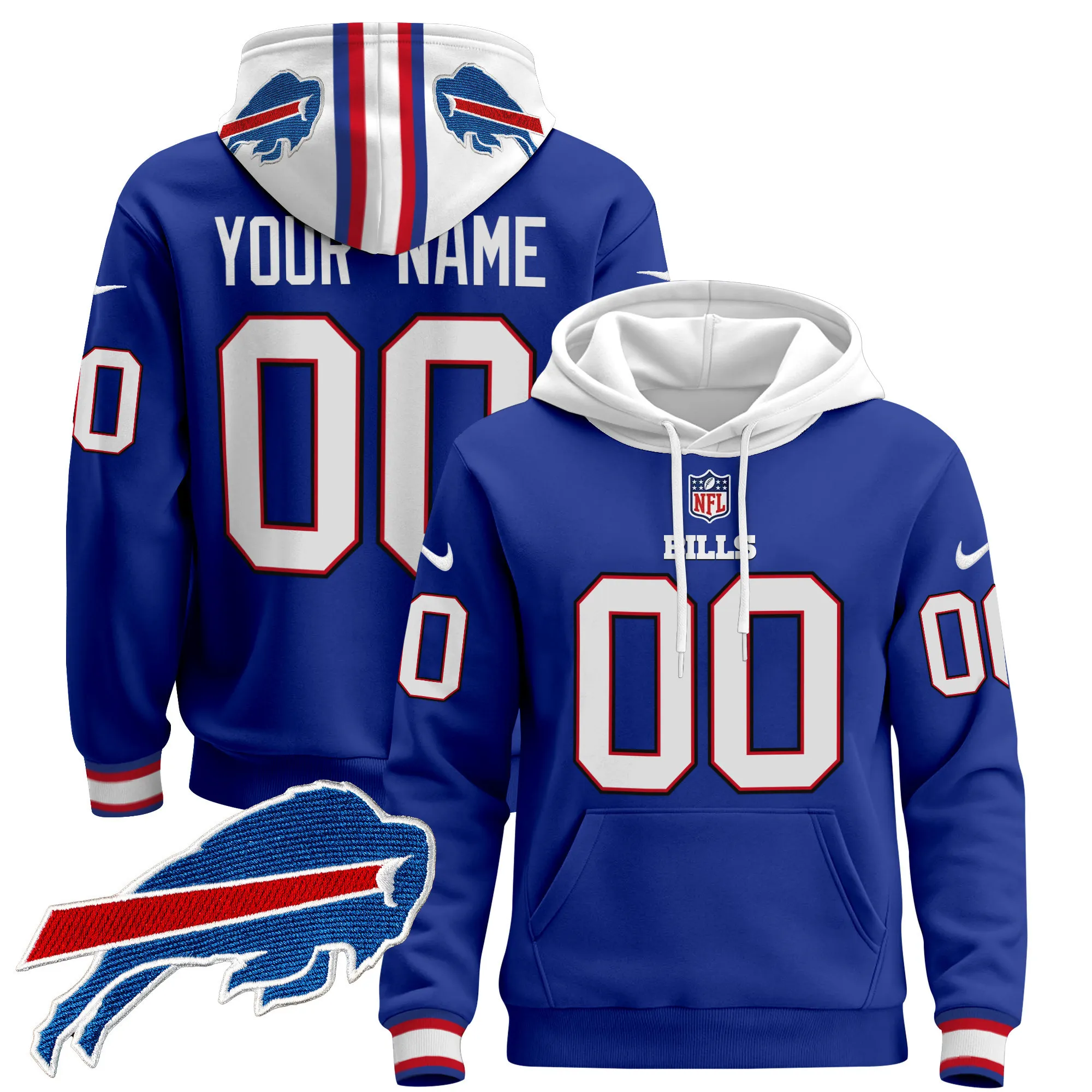 Buffalo Bills 2024 Custom Pullover Hoodie - All Stitched