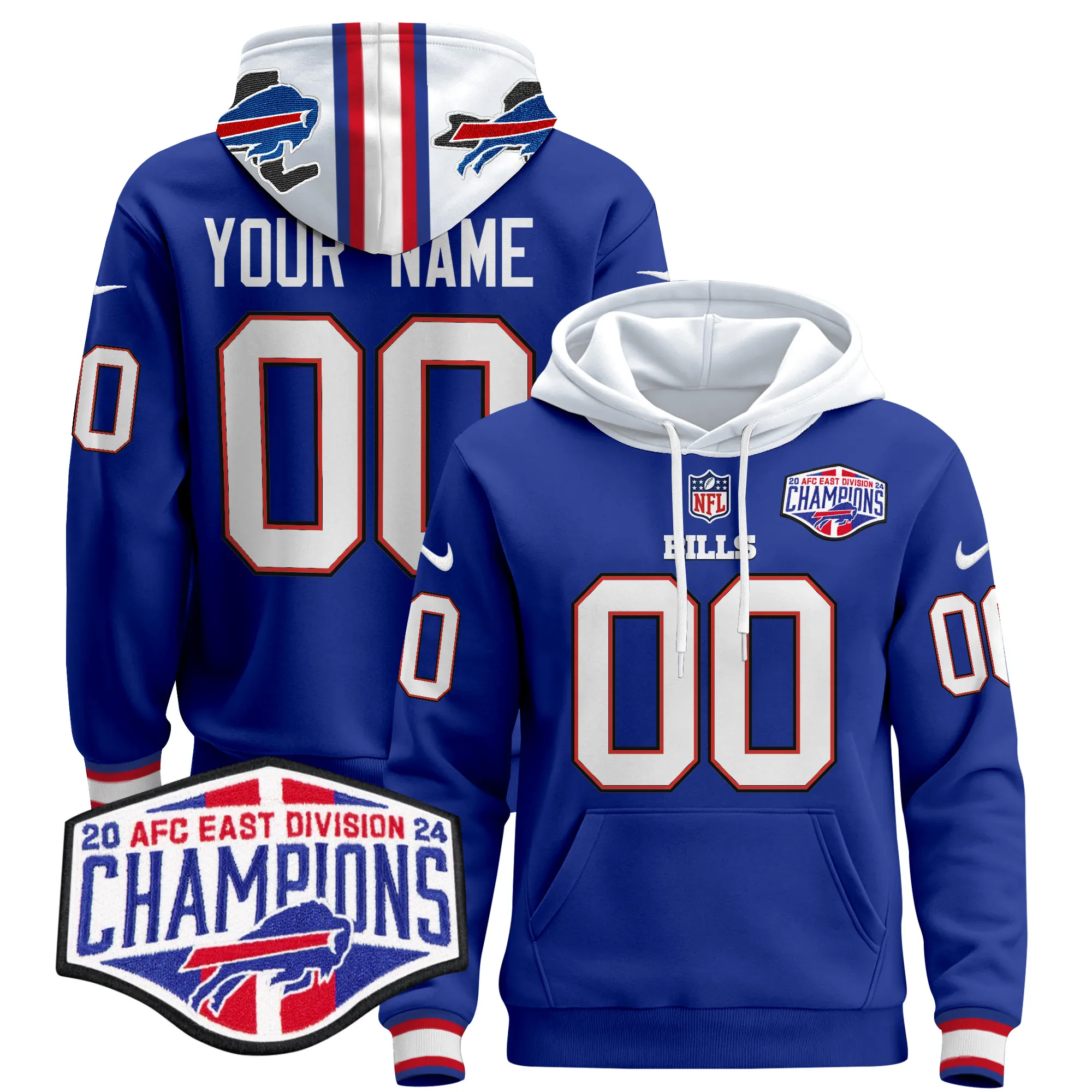 Buffalo Bills 2024 Custom Pullover Hoodie V2 - All Stitched