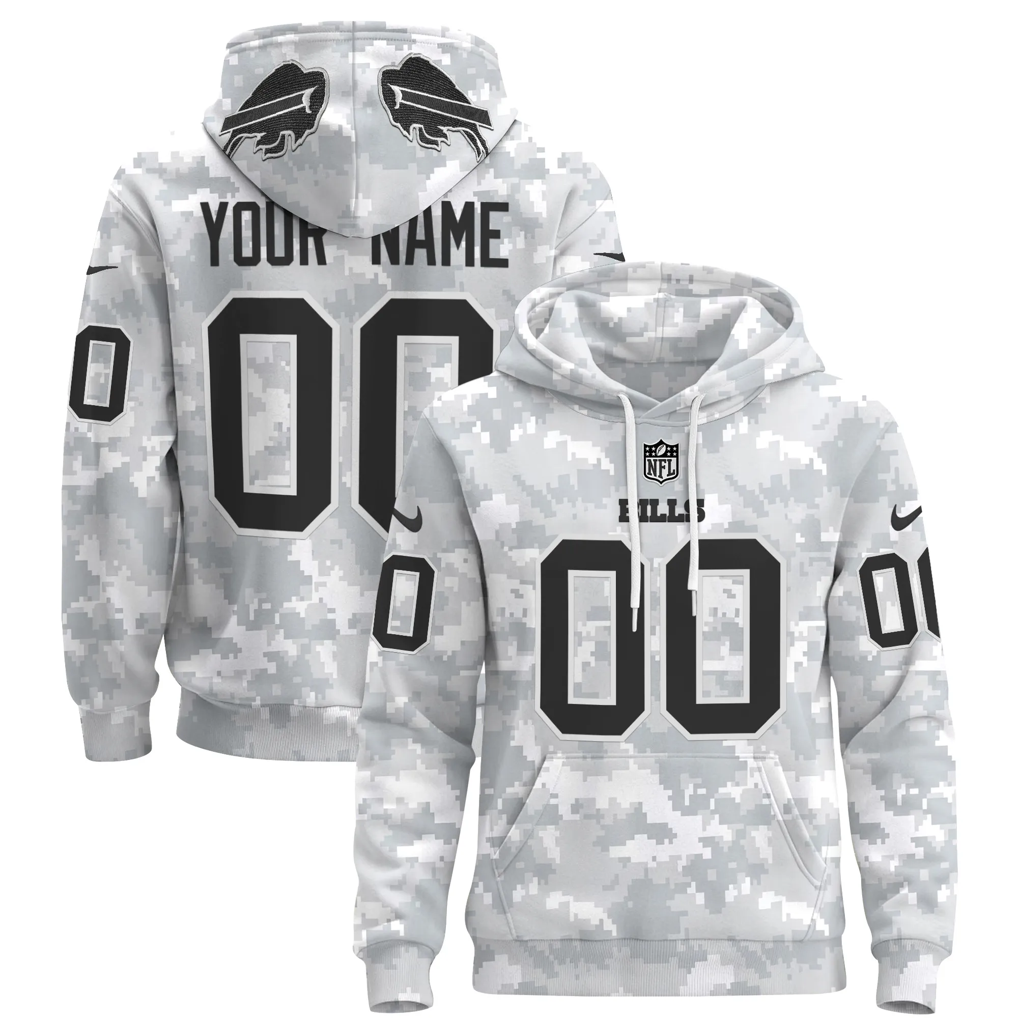 Buffalo Bills 2024 Salute to Service Custom Pullover Hoodie - All Stitched