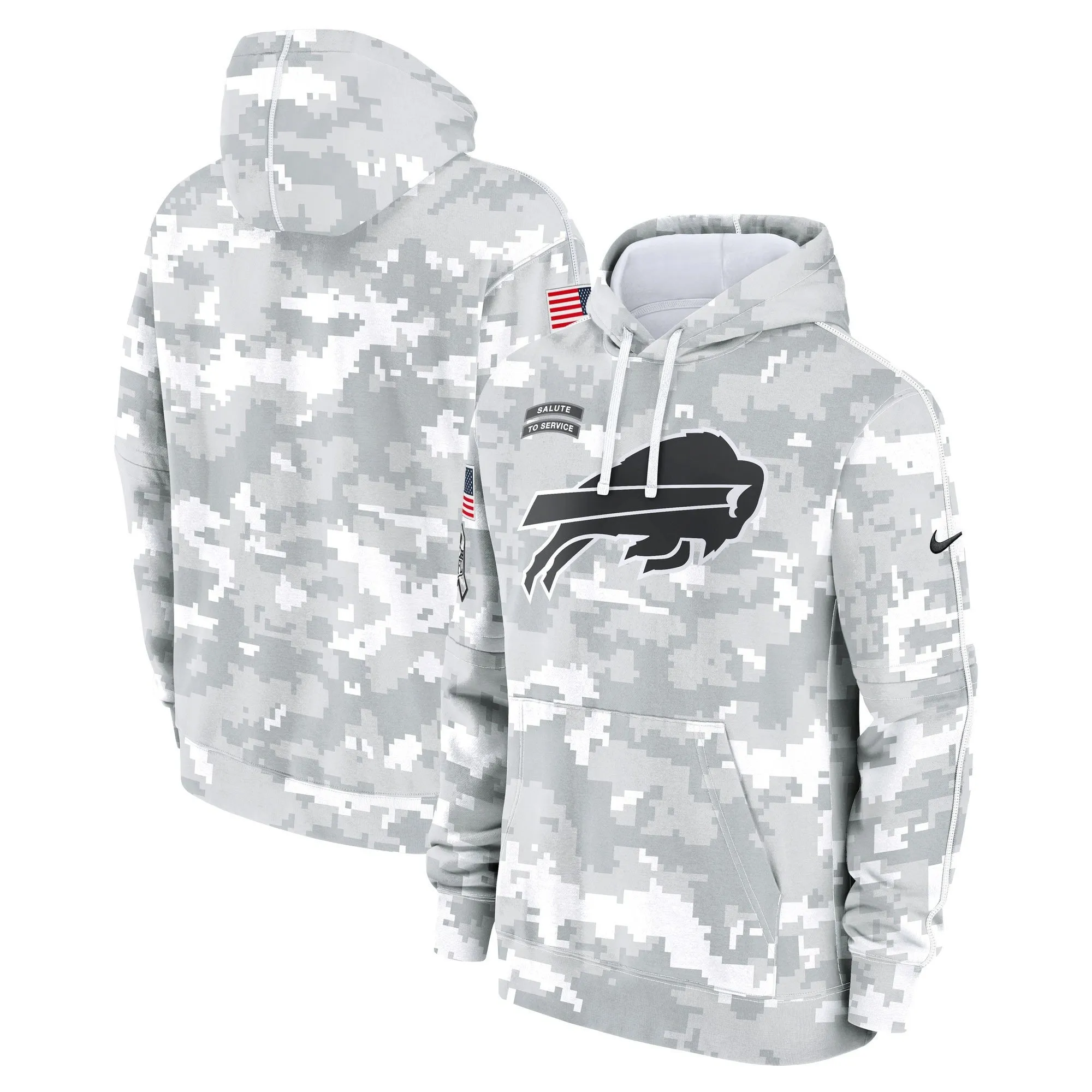 Buffalo Bills 2024 Salute to Service Pullover Hoodie - Arctic Camo - All Stitched