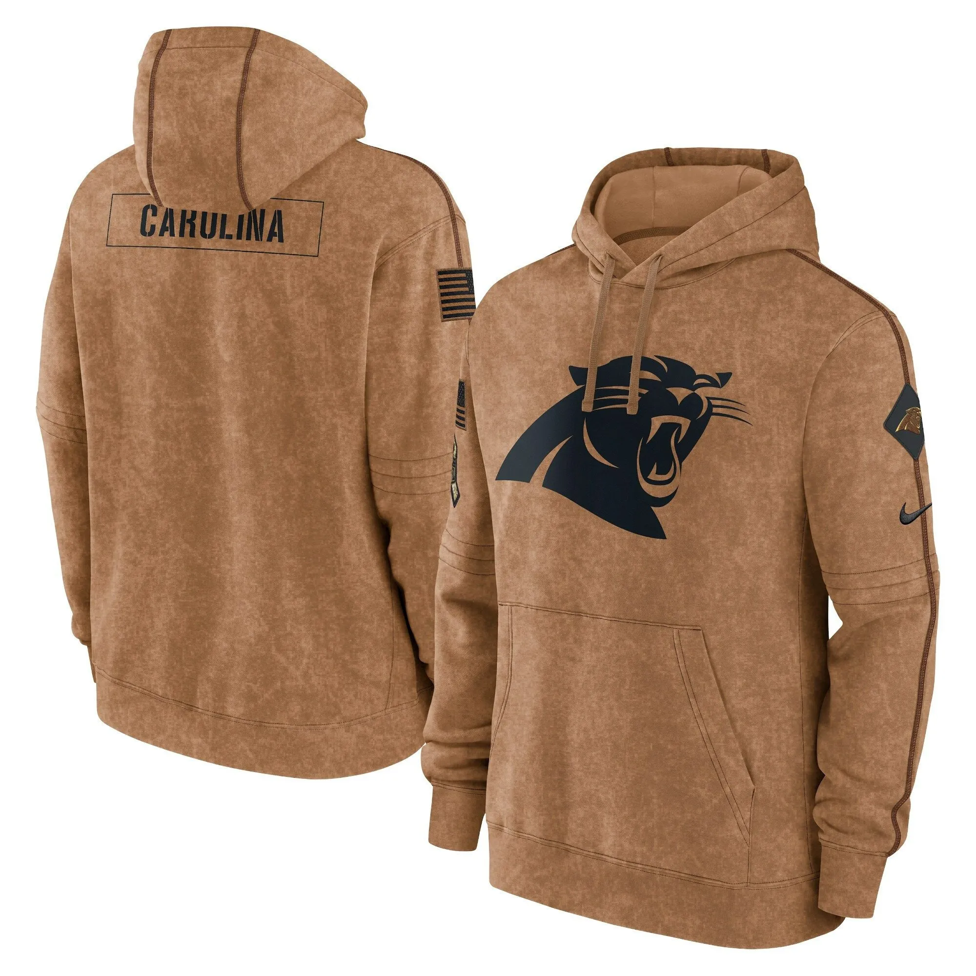 Carolina Panthers 2023 Salute To Service Brown Hoodie - Printed