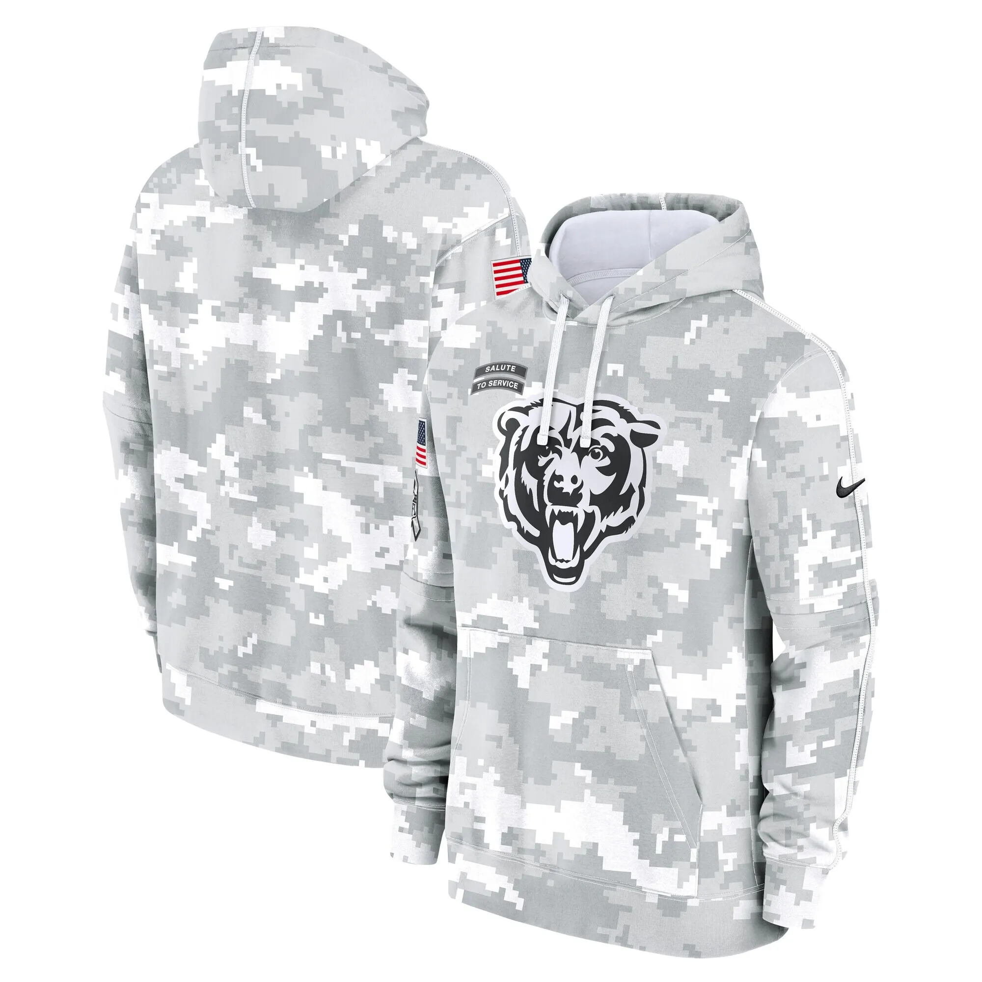 Chicago Bears 2024 Salute to Service Pullover Hoodie - Arctic Camo - All Stitched