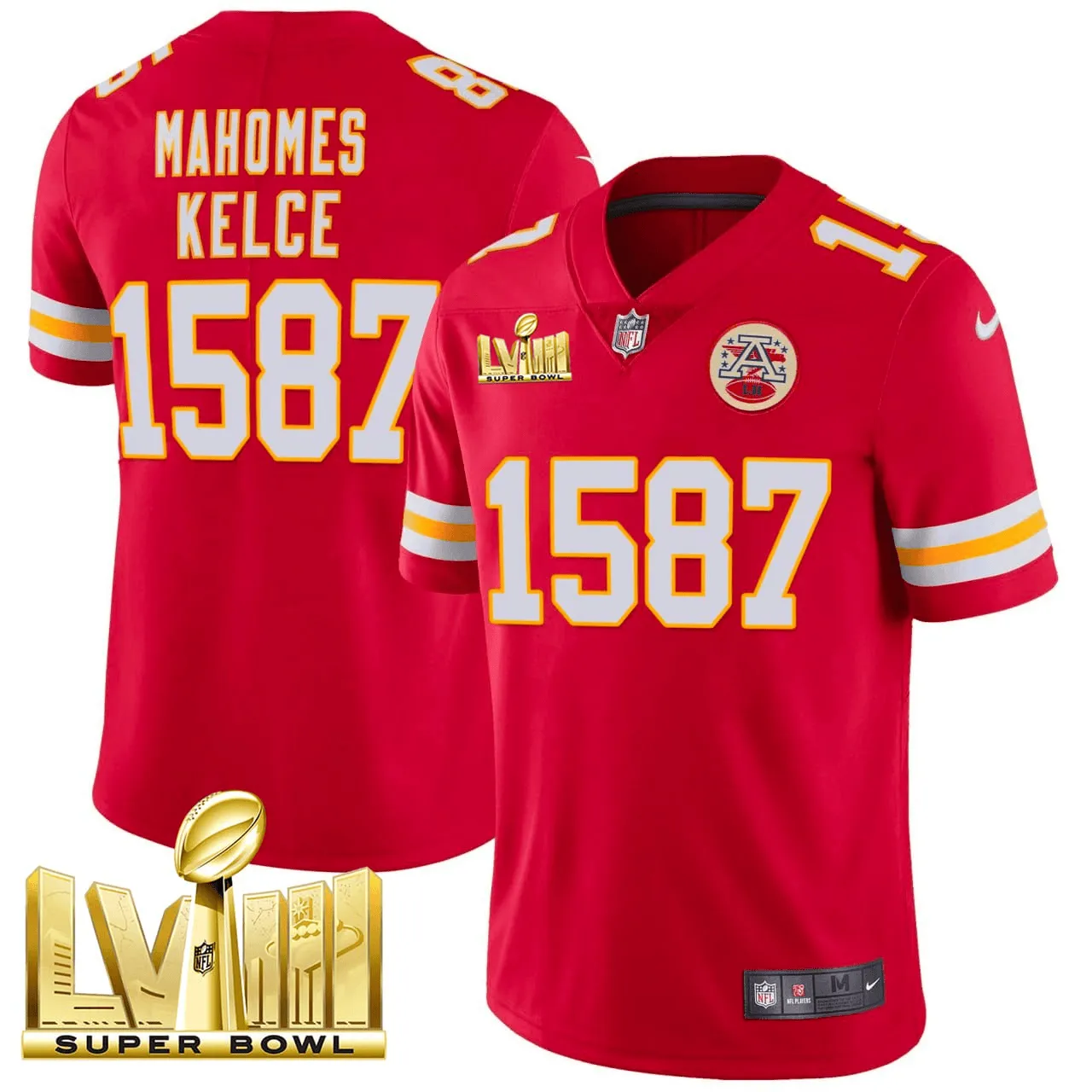 Chiefs Red Super Bowl LVIII Patch Vapor Jersey - All Stitched