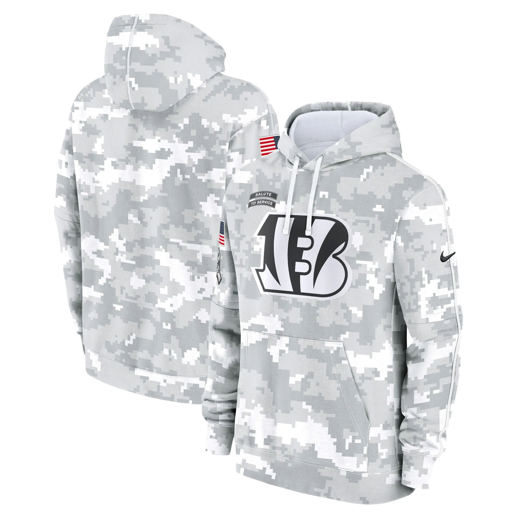 Cincinnati Bengals 2024 Salute to Service Pullover Hoodie - Arctic Camo - All Stitched