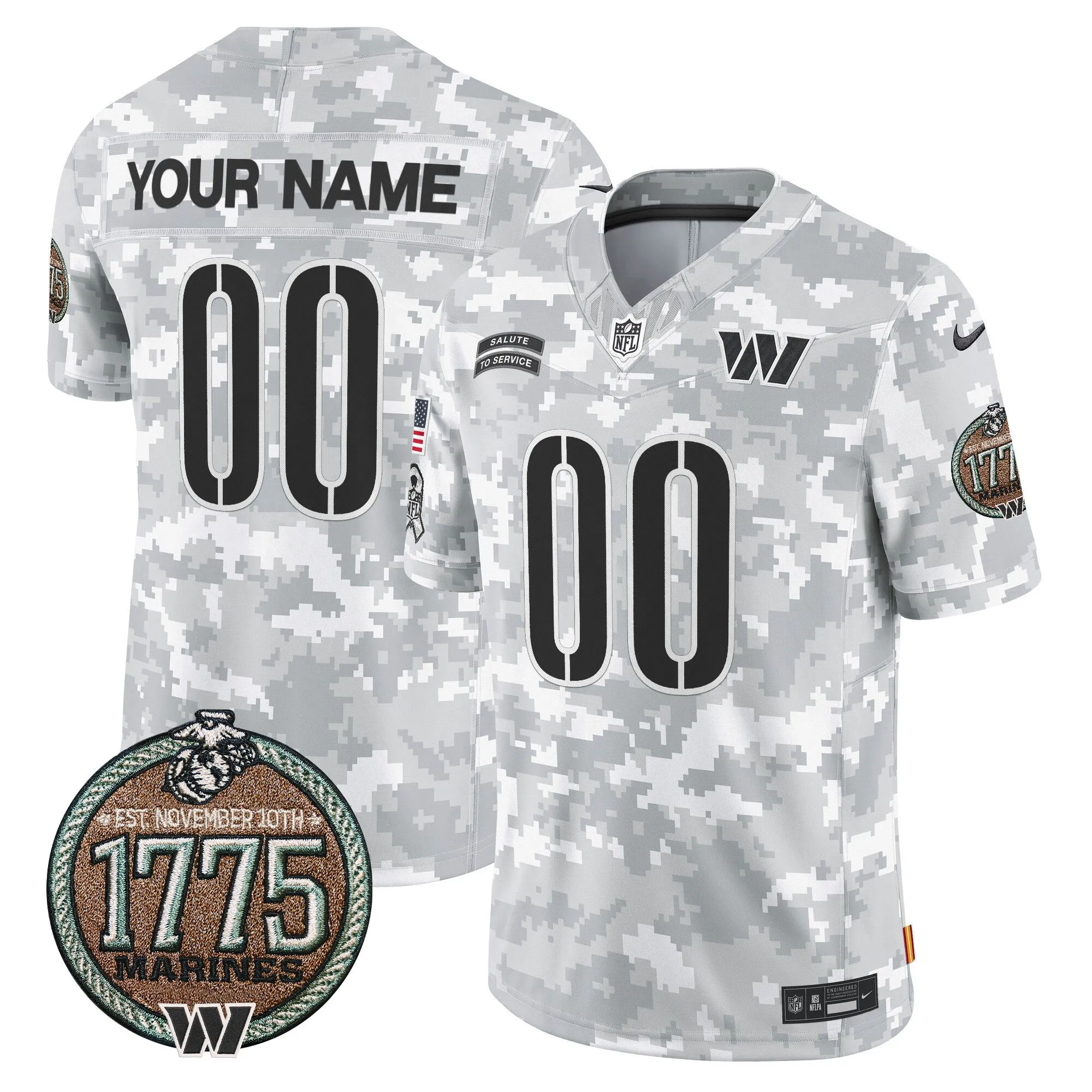 Commanders 2024 Salute to Service Establishment Year Patch Vapor Limited Custom Jersey - All Stitched