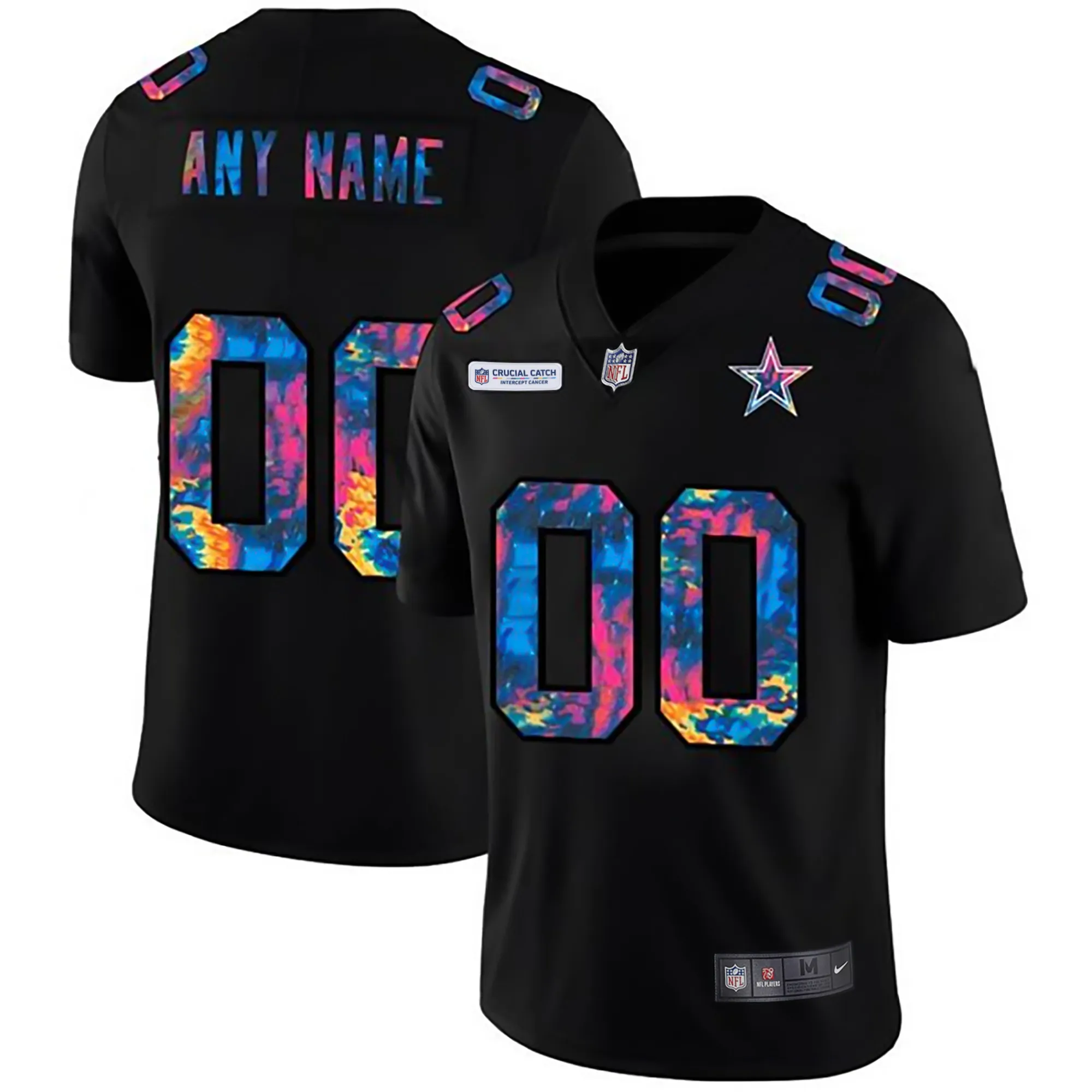 Cowboys Crucial Catch Multicolor Custom Jersey - All Stitched