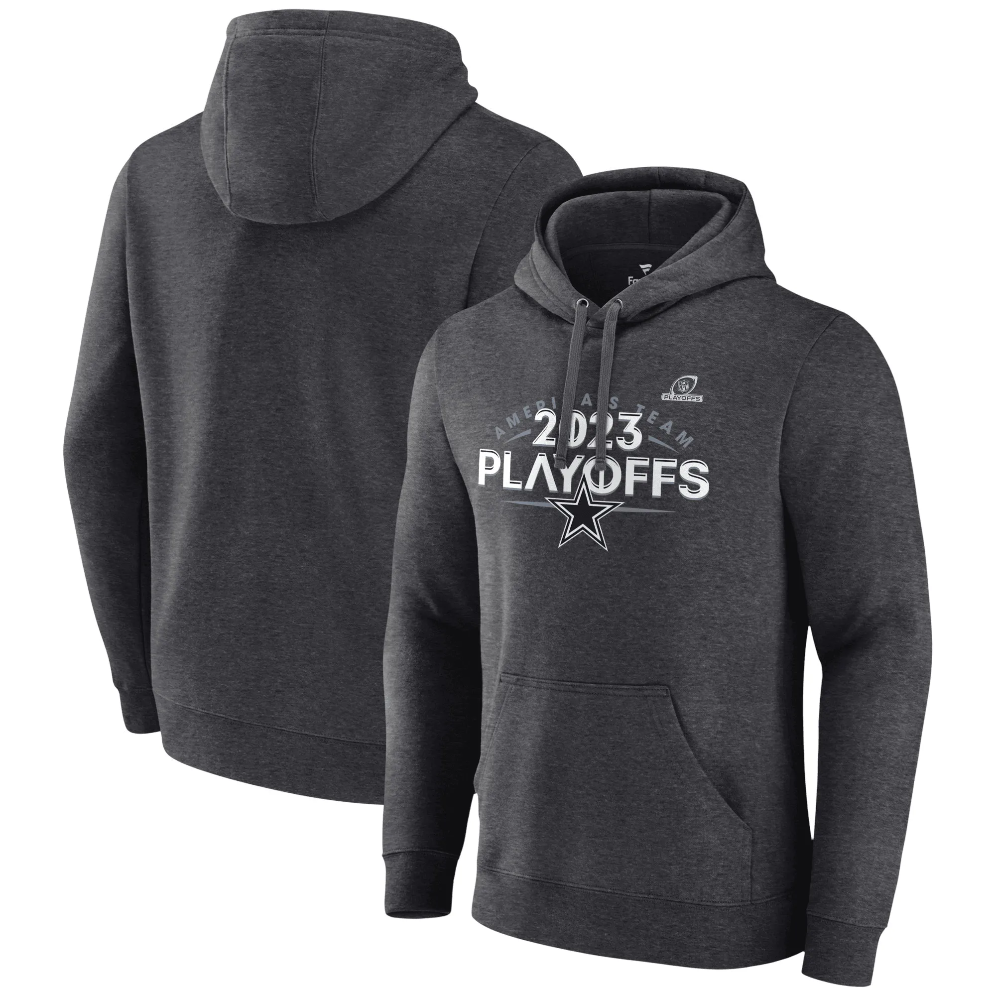 Dallas Cowboys 2023 NFL Playoffs Hoodie - Heather Charcoal - Printed