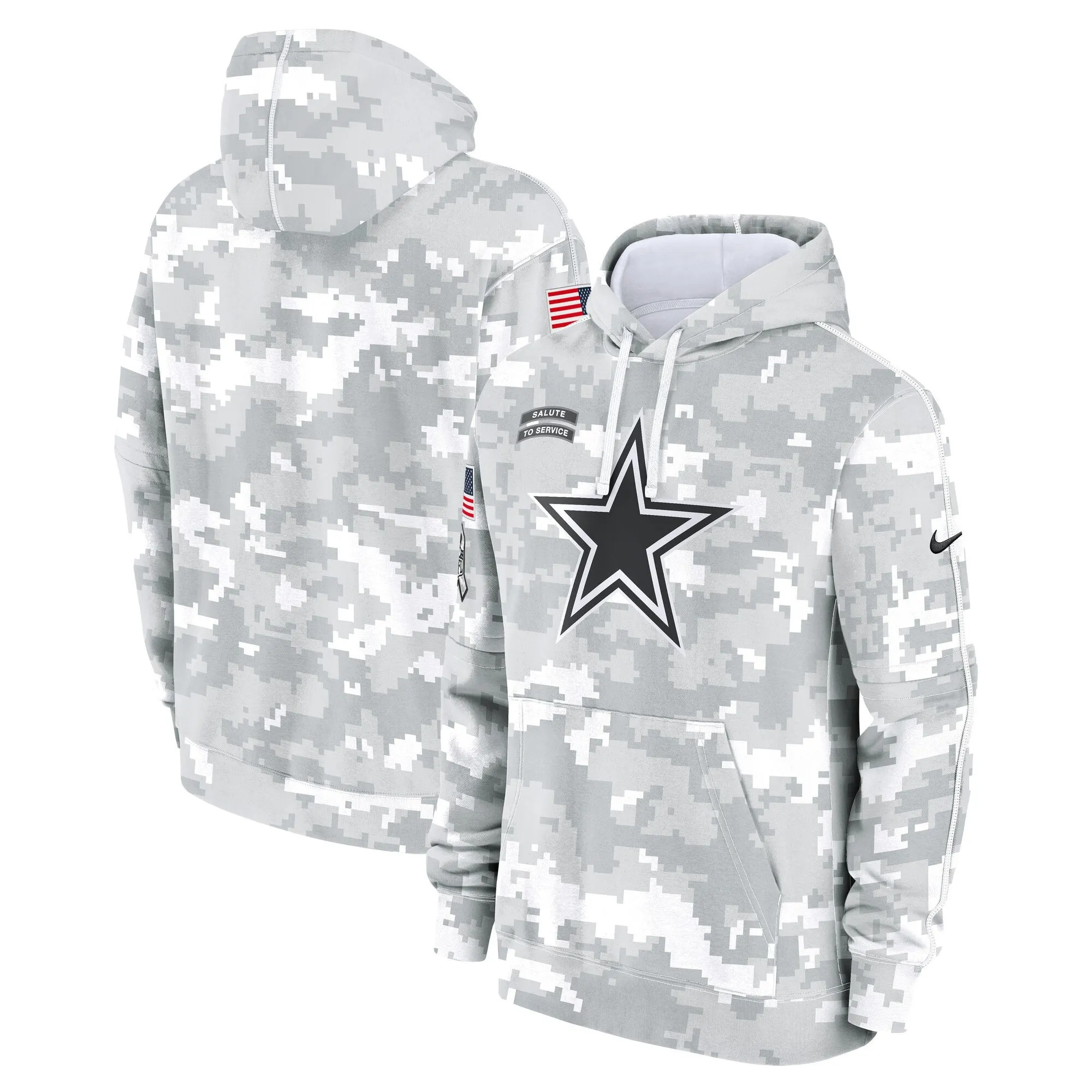 Dallas Cowboys 2024 Salute to Service Pullover Hoodie - Arctic Camo - All Stitched