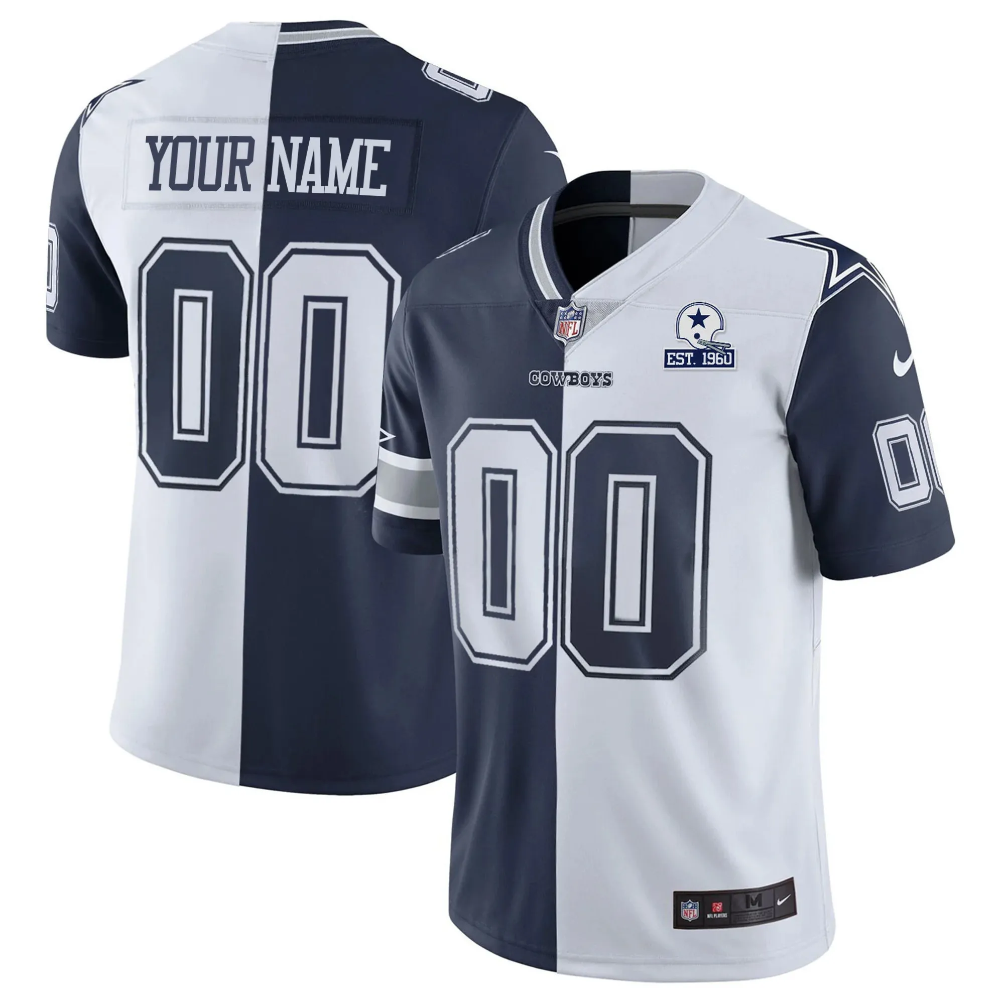 Dallas Cowboys Split Custom Jersey - All Stitched