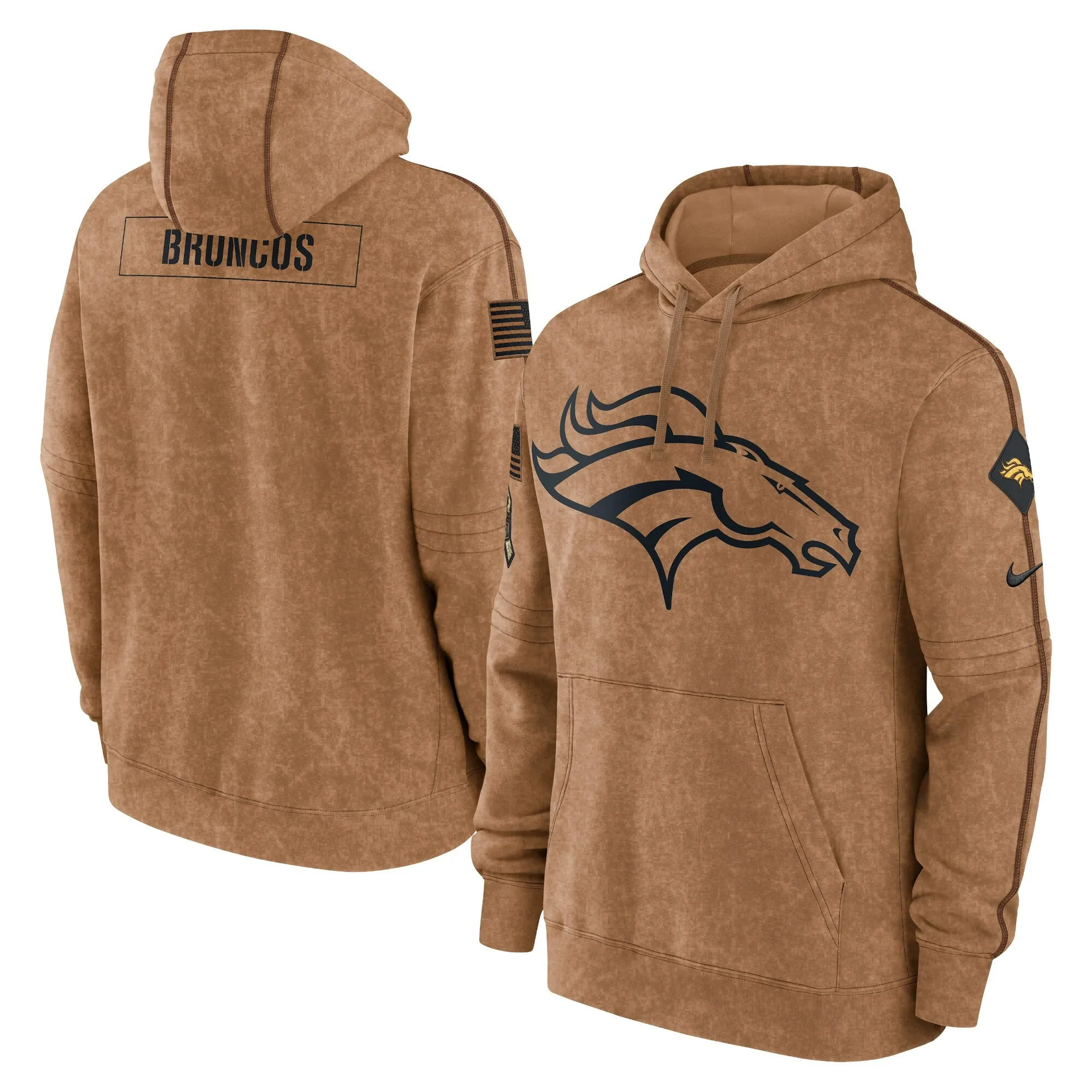 Denver Broncos 2023 Salute To Service Brown Hoodie - Printed