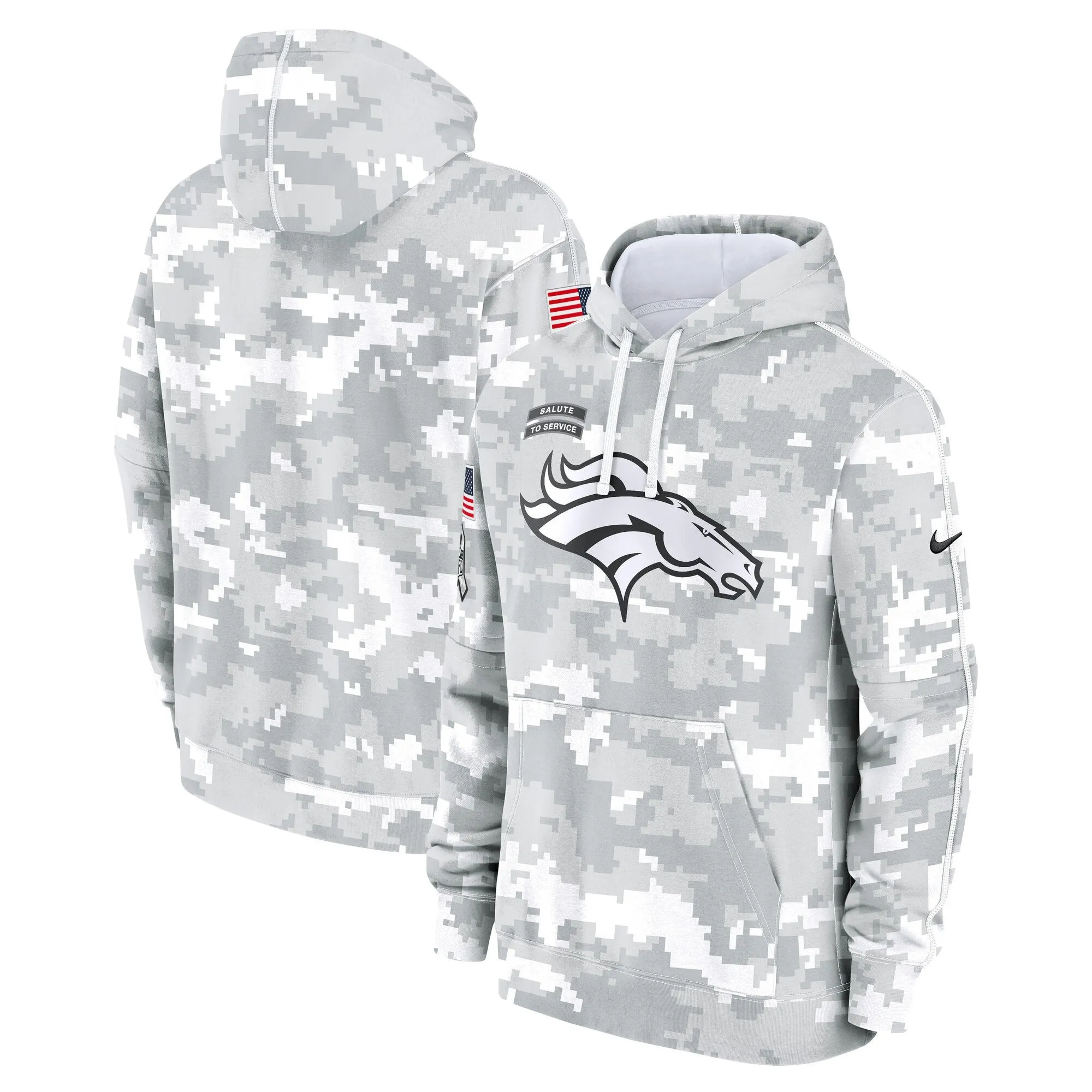 Denver Broncos 2024 Salute to Service Pullover Hoodie - Arctic Camo - All Stitched