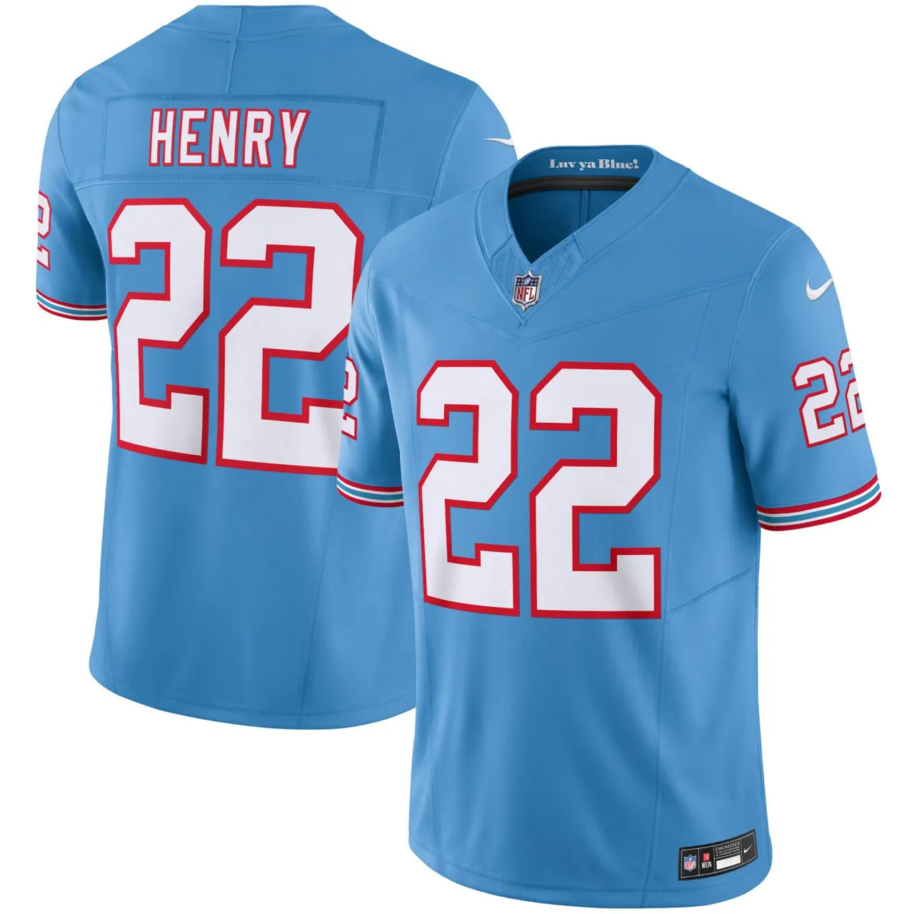 Derrick Henry Tennessee Titans Oilers Throwback Light Blue Jersey – All Stitched