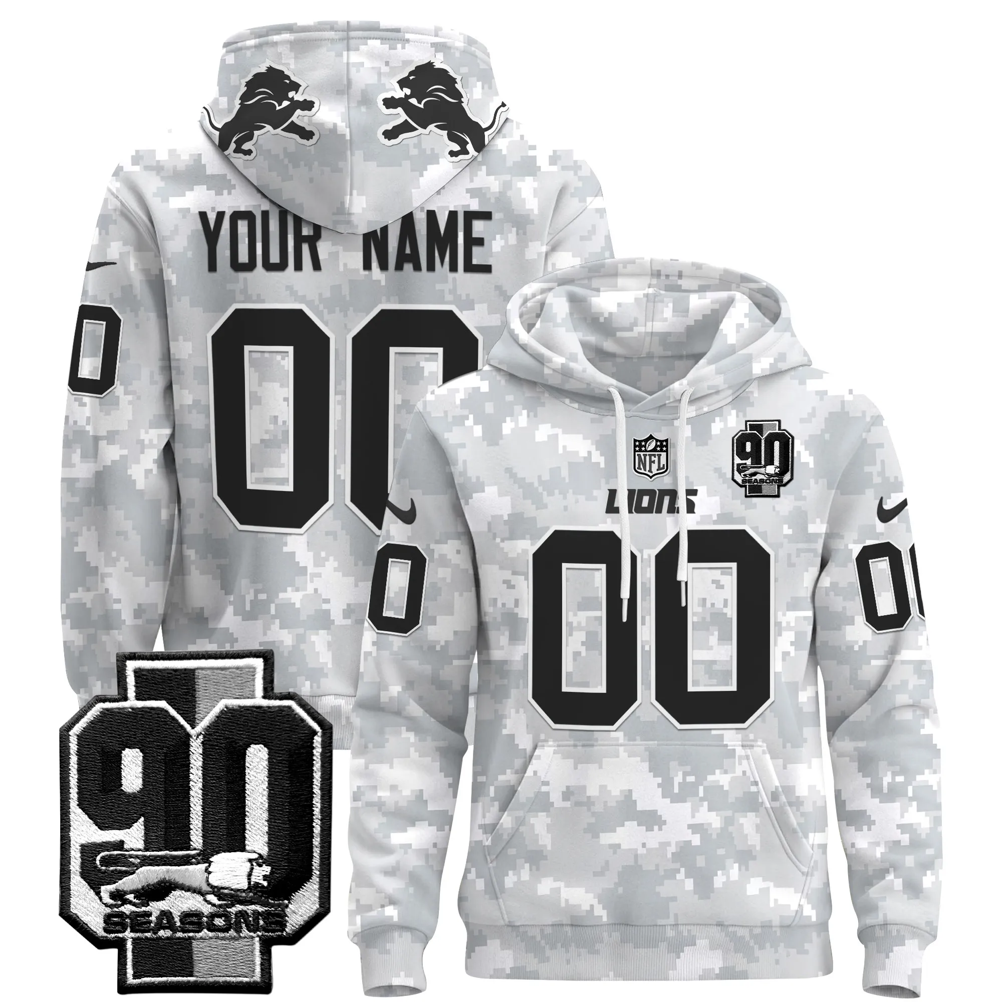 Detroit Lions 2024 Salute to Service Custom Pullover Hoodie - All Stitched