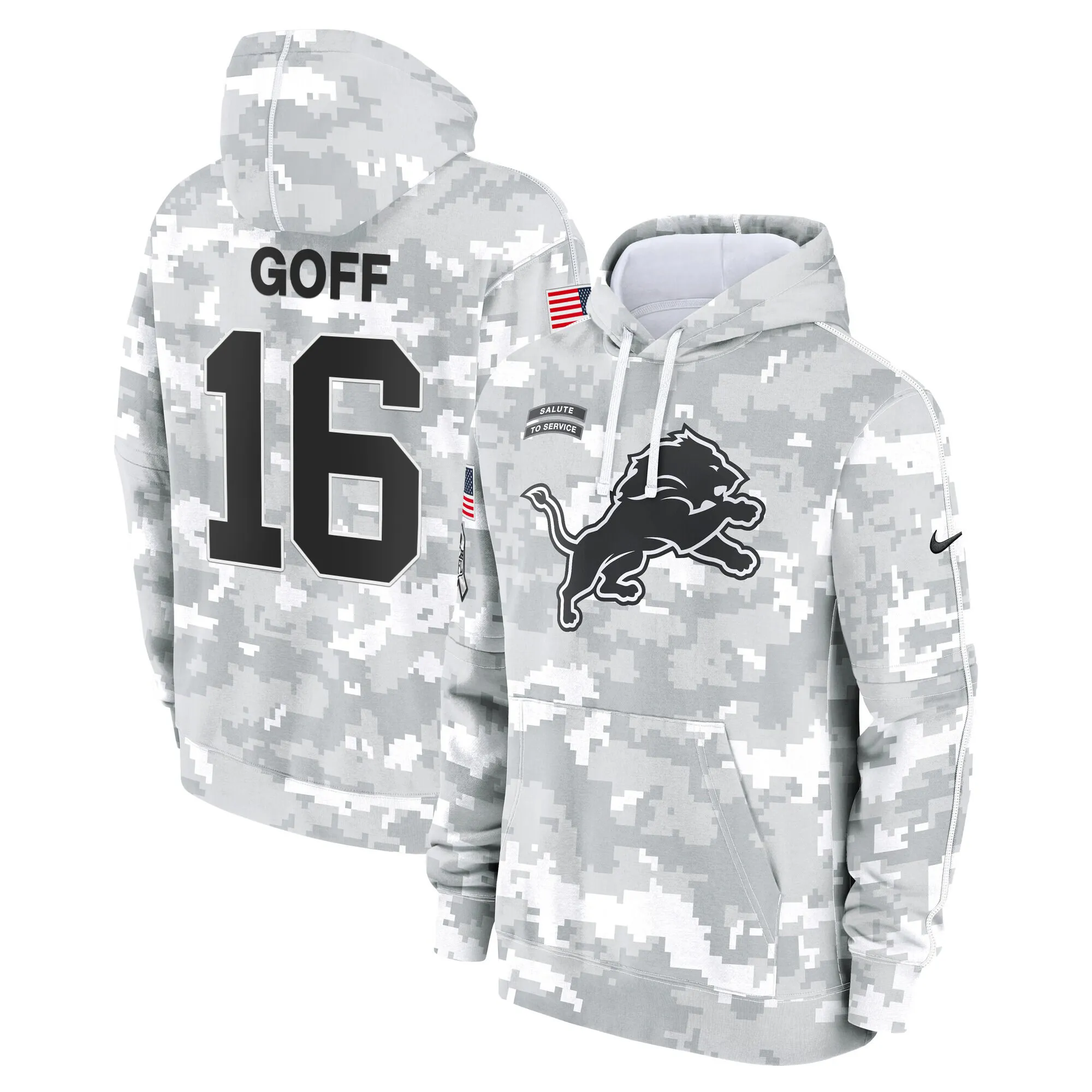 Detroit Lions 2024 Salute to Service Fleece Pullover Hoodie - All Stitched