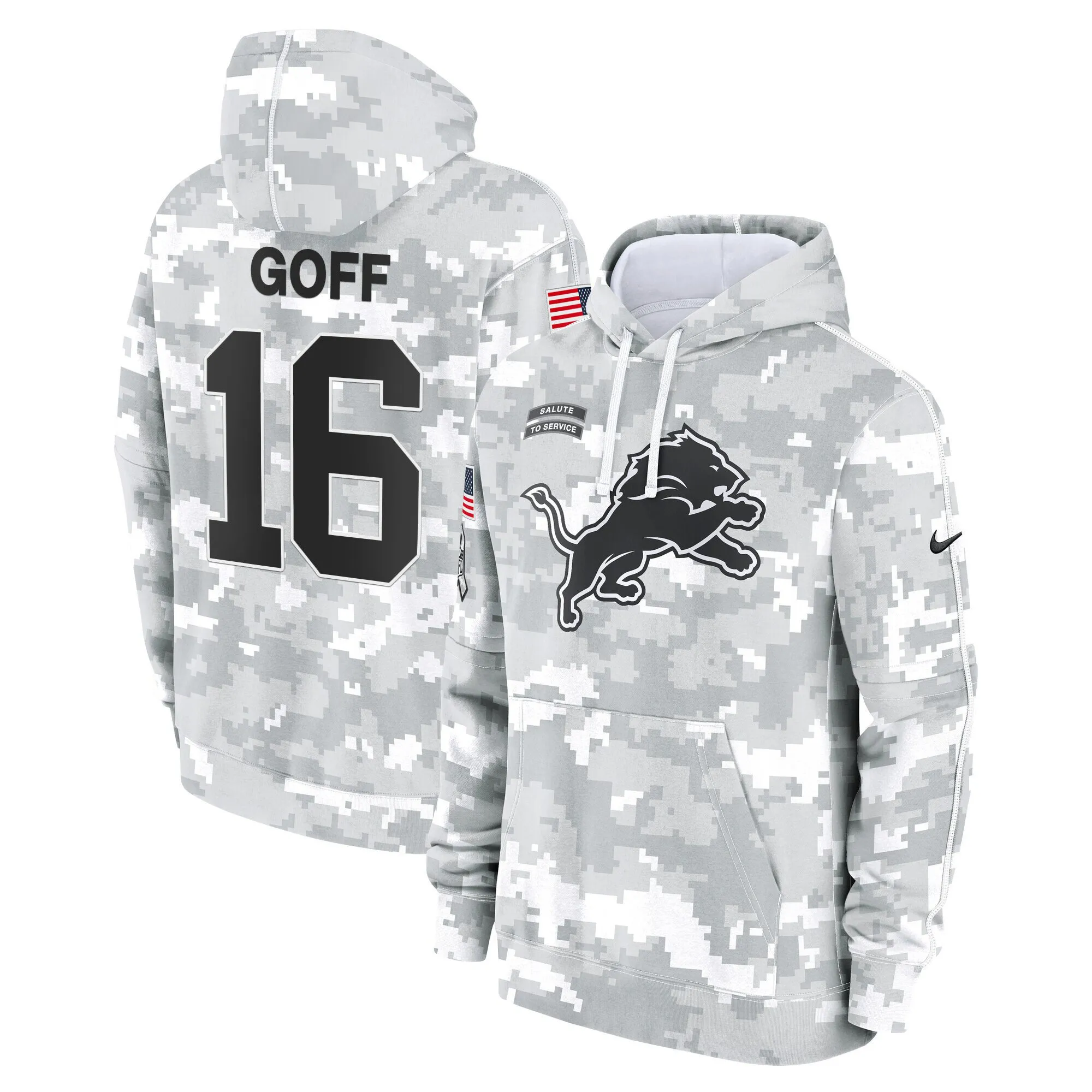 Detroit Lions 2024 Salute to Service Fleece Pullover Hoodie - All Stitched