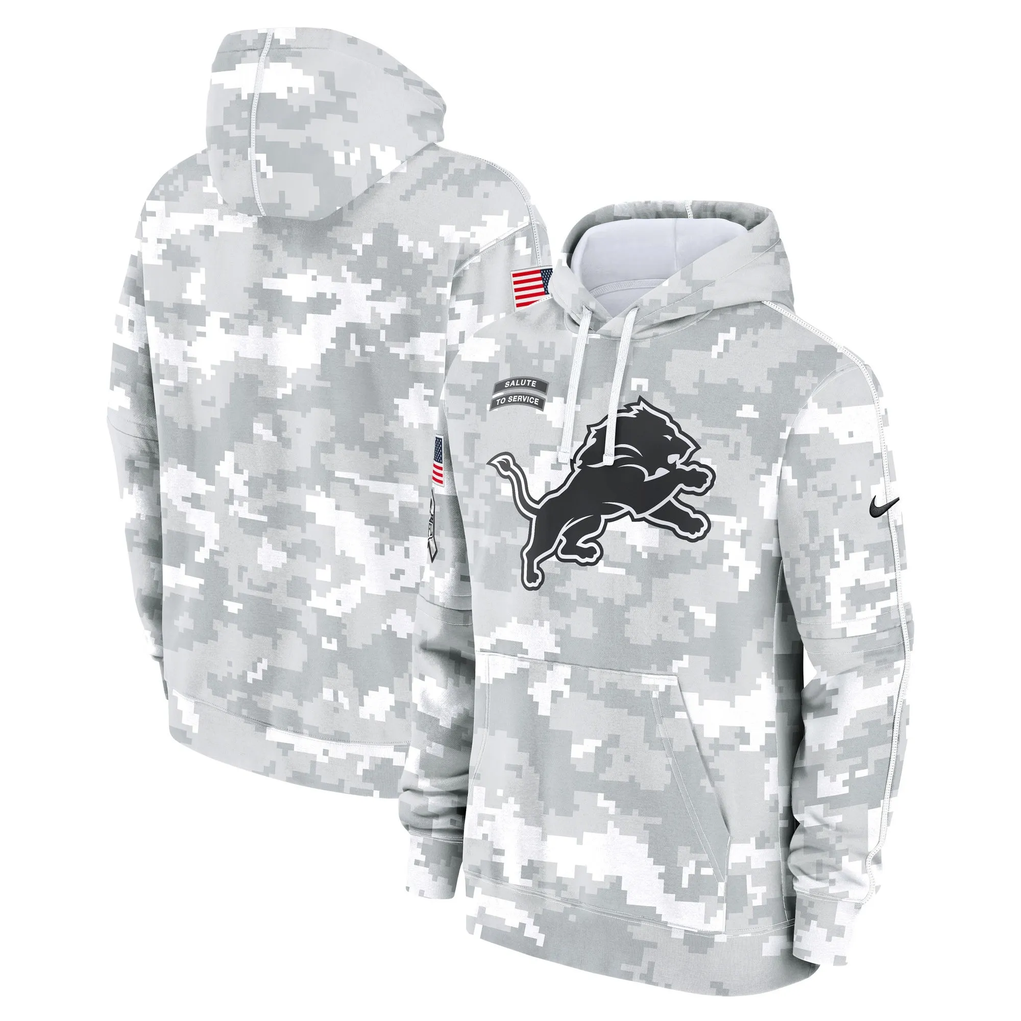 Detroit Lions 2024 Salute to Service Pullover Hoodie - Arctic Camo - All Stitched