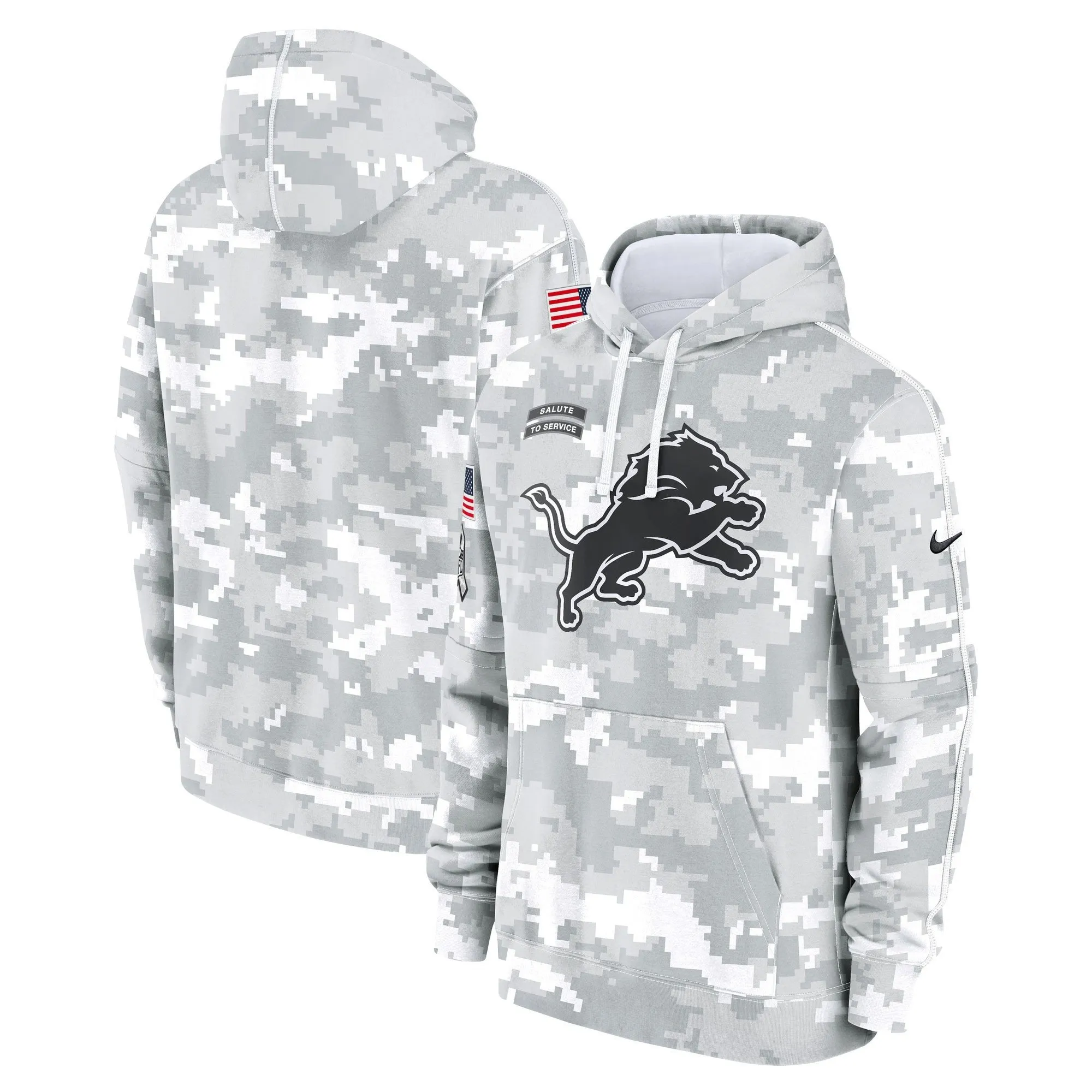 Detroit Lions 2024 Salute to Service Pullover Hoodie - Arctic Camo - All Stitched