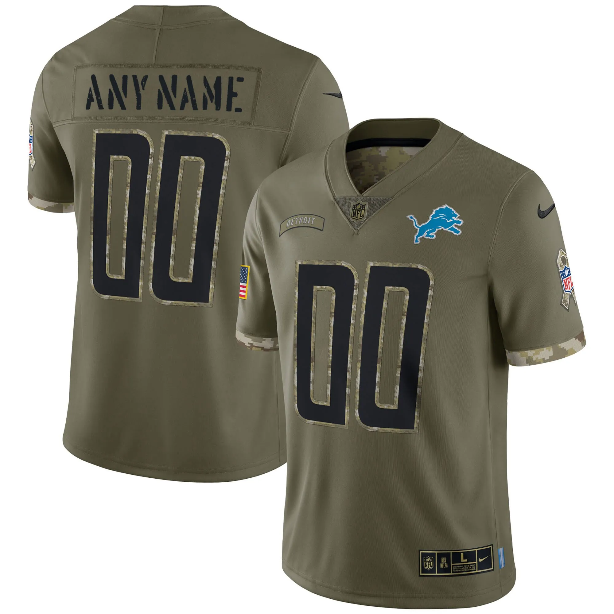 Detroit Lions Salute To Service Custom Jersey - All Stitched