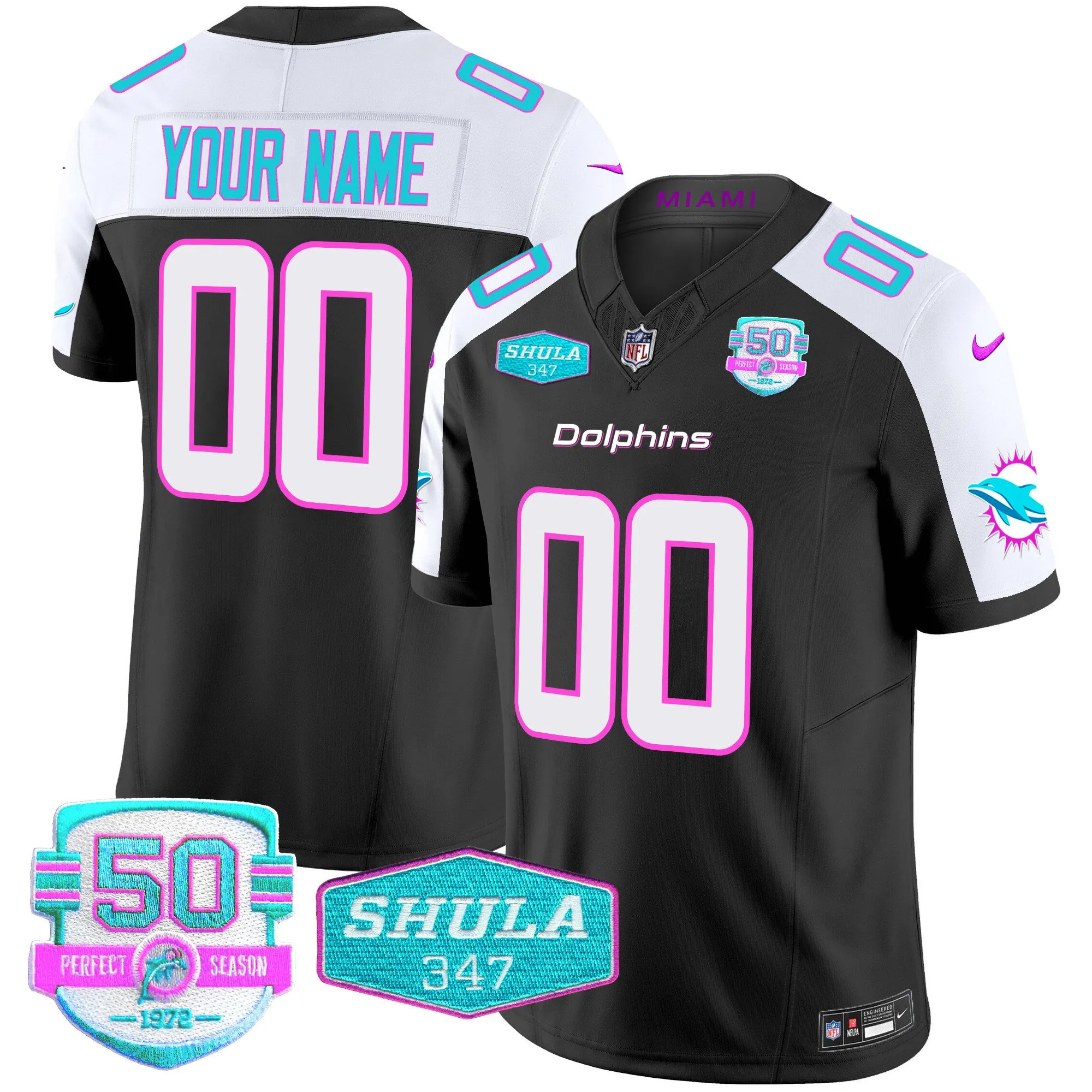 Dolphins "Miami Vice" Vapor Limited Custom Jersey V2 - All Stitched