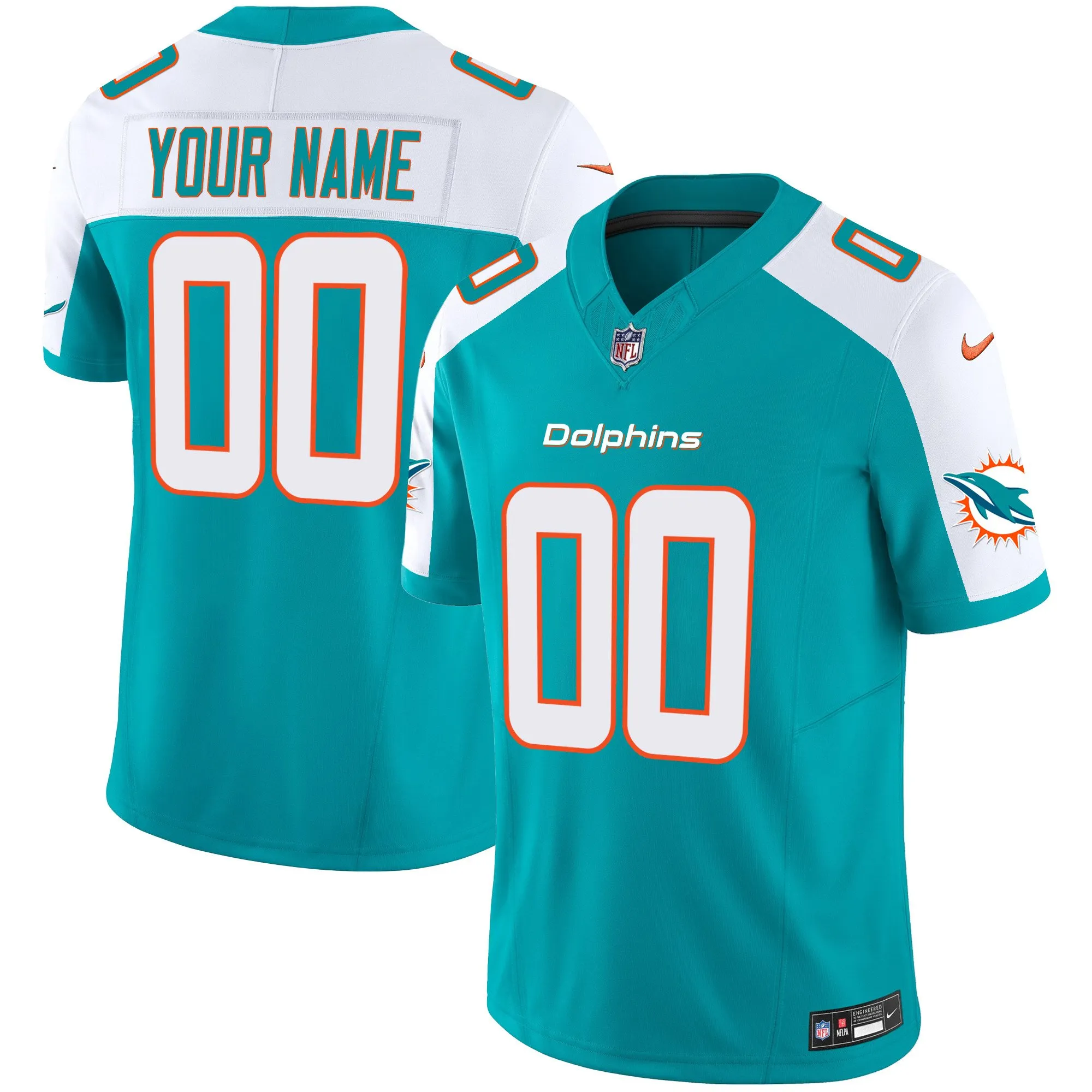 Dolphins Vapor Limited Custom Jersey V2 - All Stitched