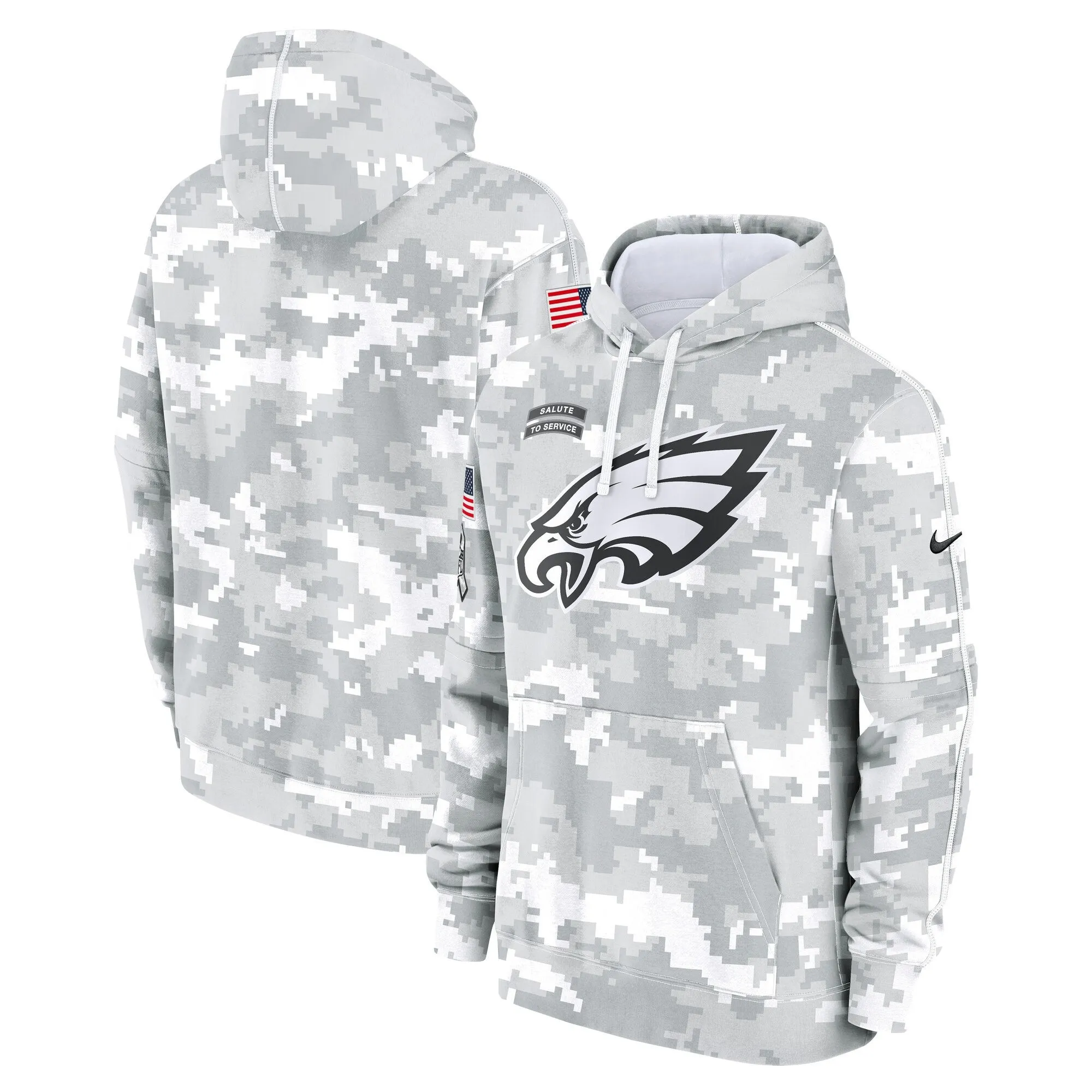Eagles 2024 Salute to Service Pullover Hoodie - Arctic Camo - All Stitched