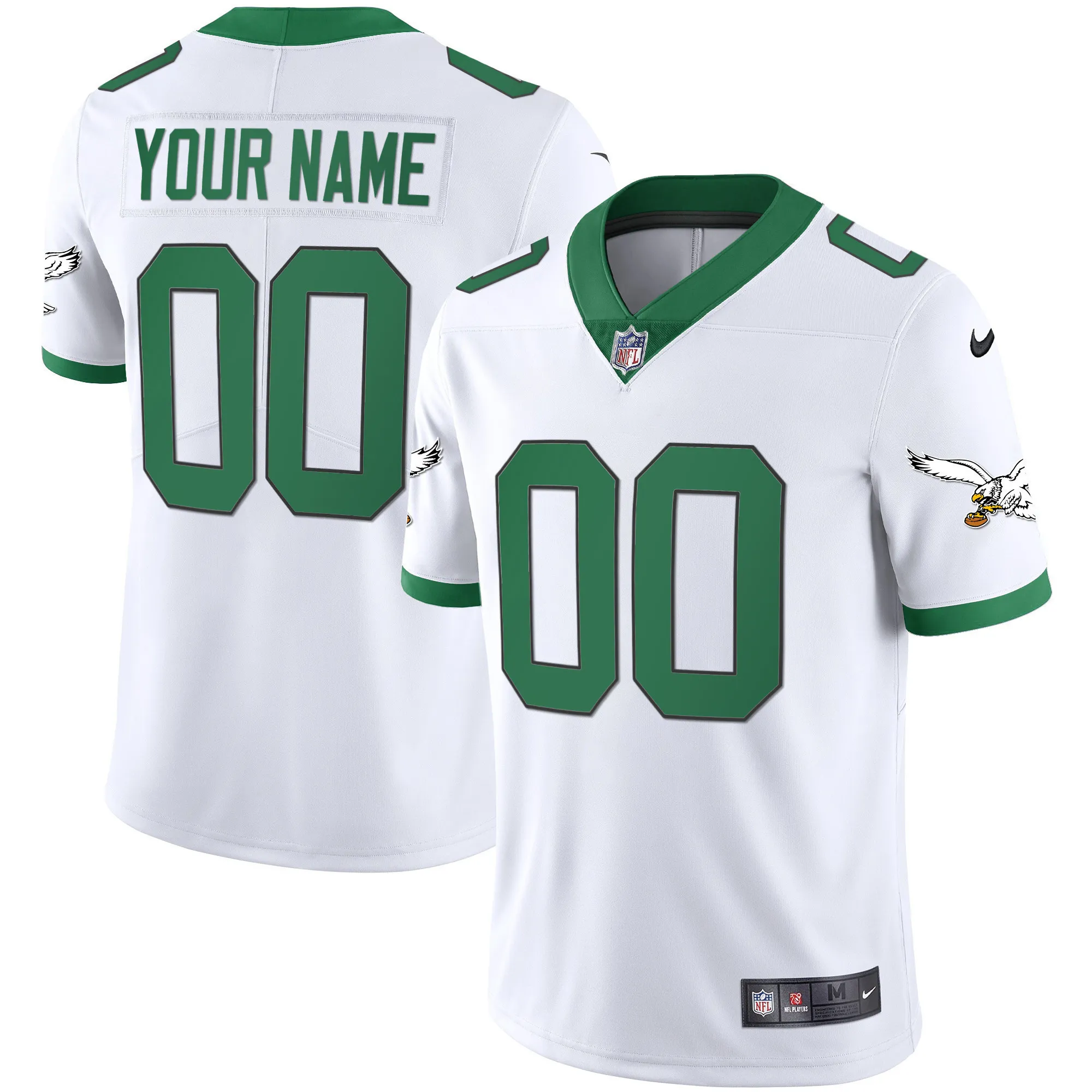 Eagles Gold & Kelly Vapor Custom Jersey - All Stitched