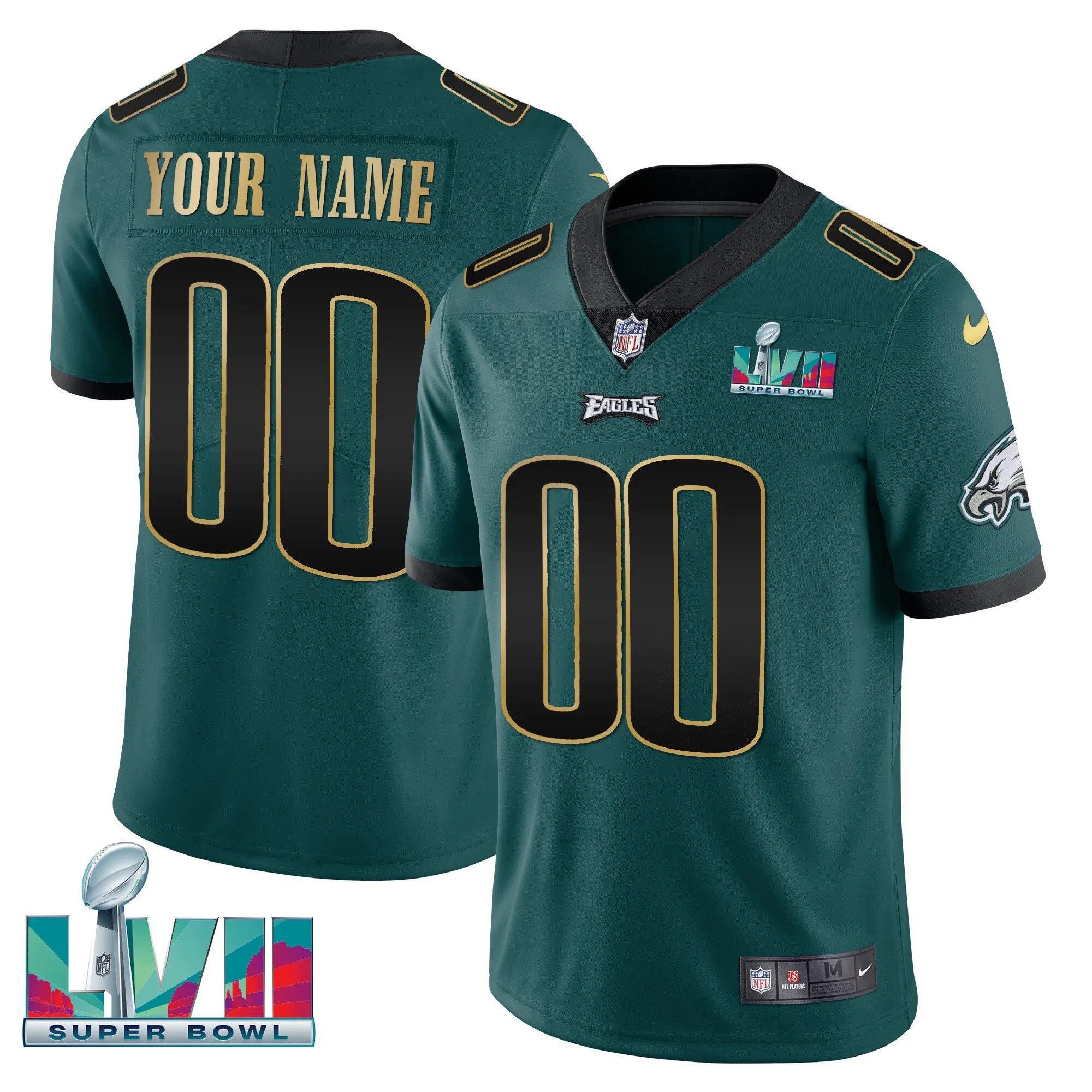 Eagles Super Bowl Custom Patch Vapor Jersey - All Stitched