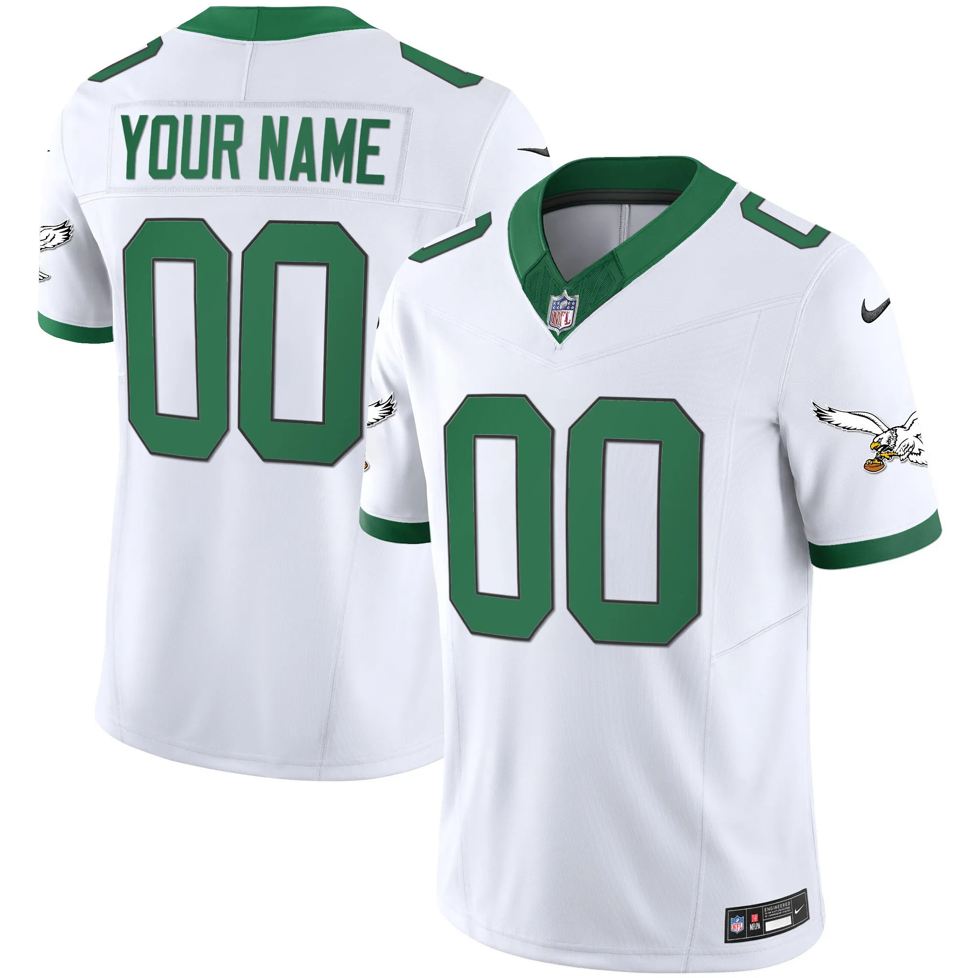 Eagles Throwback Kelly Vapor Limited Custom Jersey - All Stitched