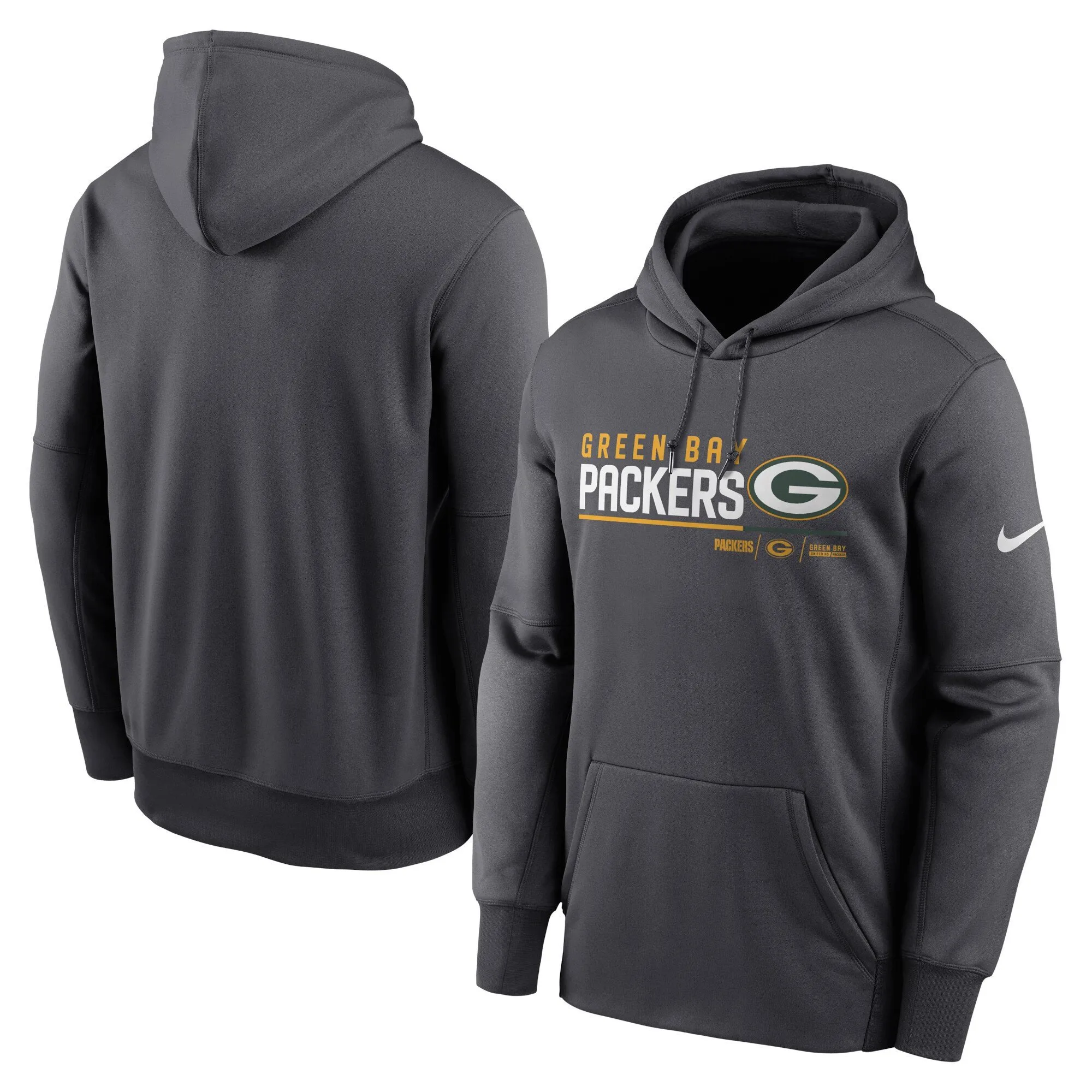 Green Bay Packers Anthracite Prime Name Split Pullover Hoodie - Printed