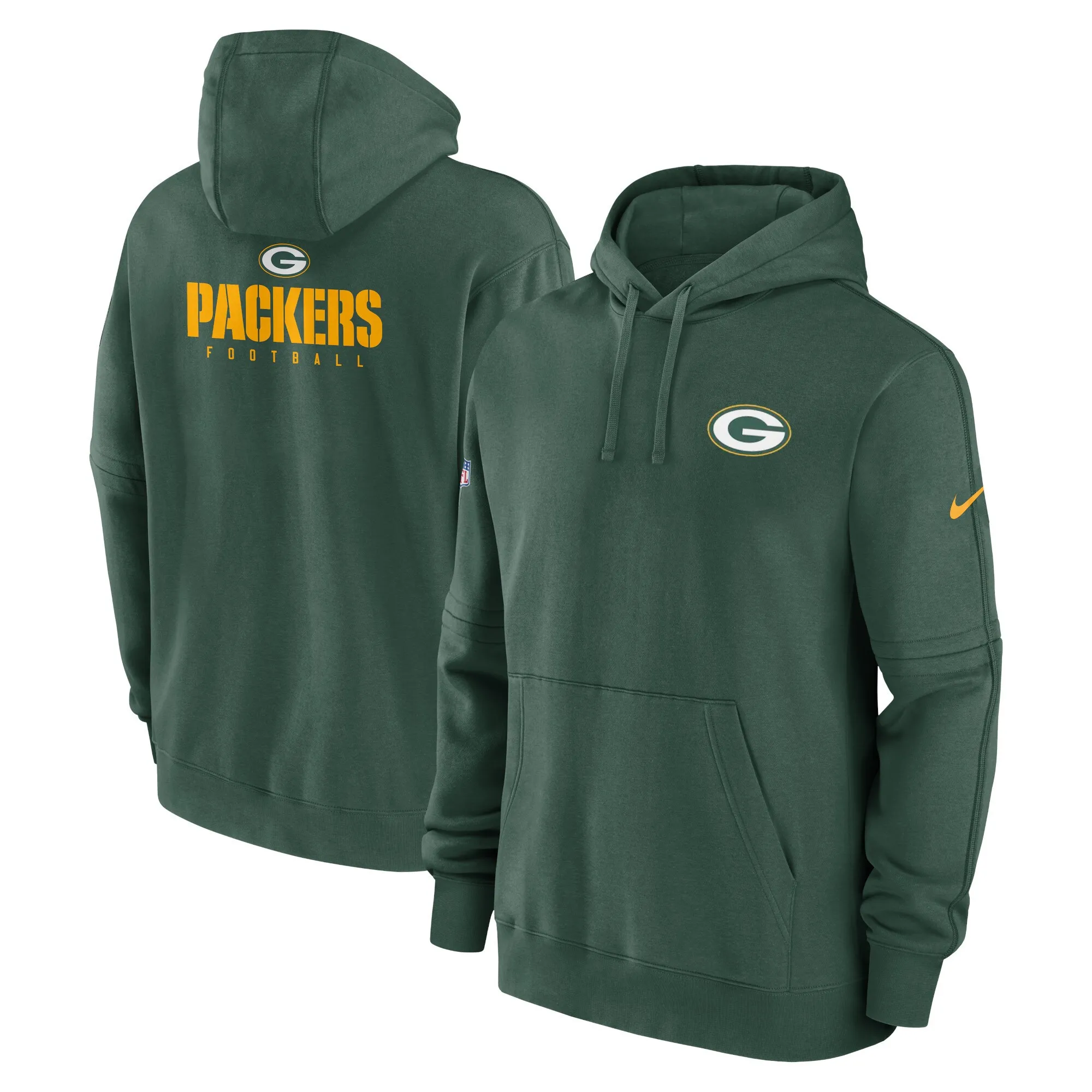 Green Bay Packers Green Sideline Club Pullover Hoodie - Printed