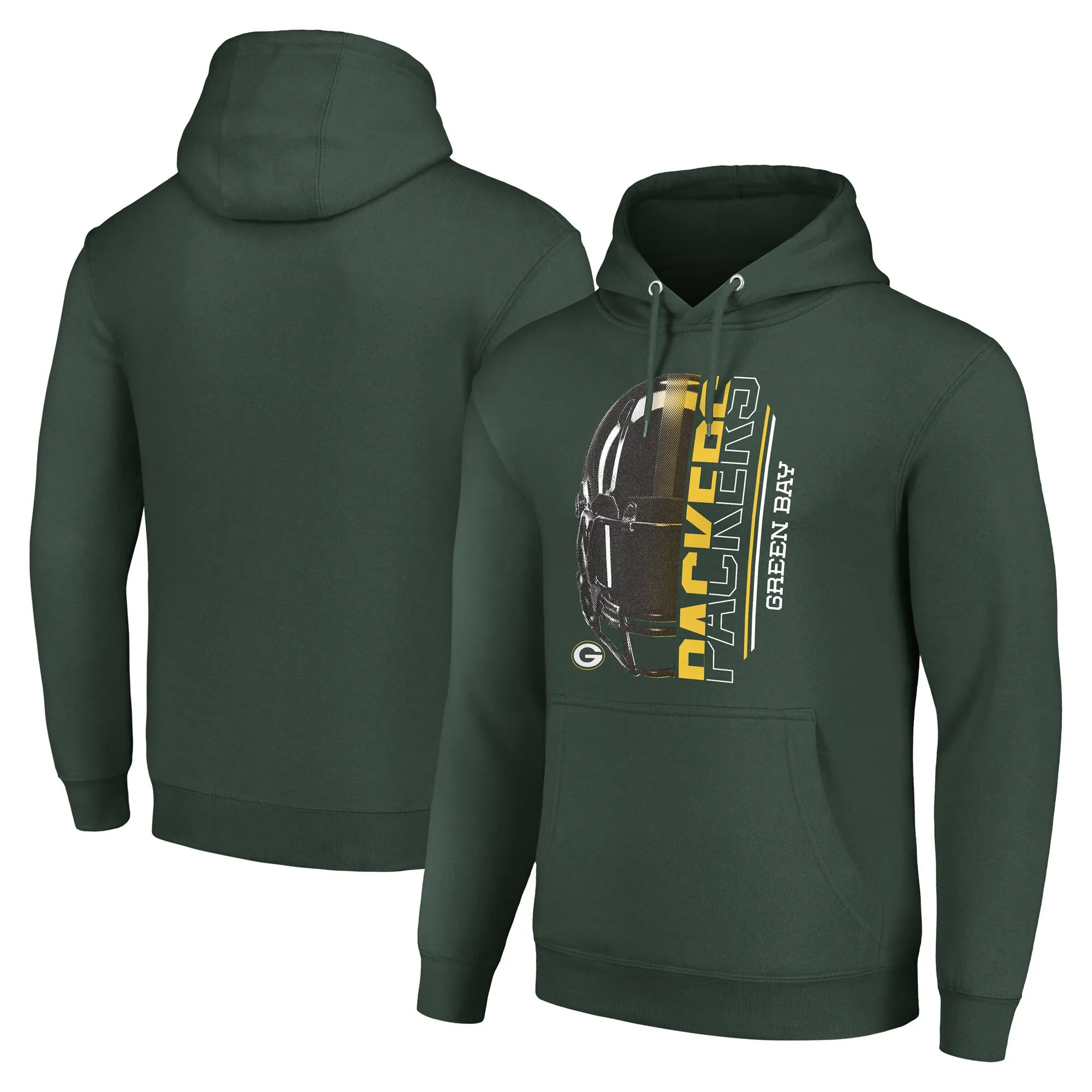 Green Bay Packers Starter Green Half Helmet Pullover Hoodie - Printed