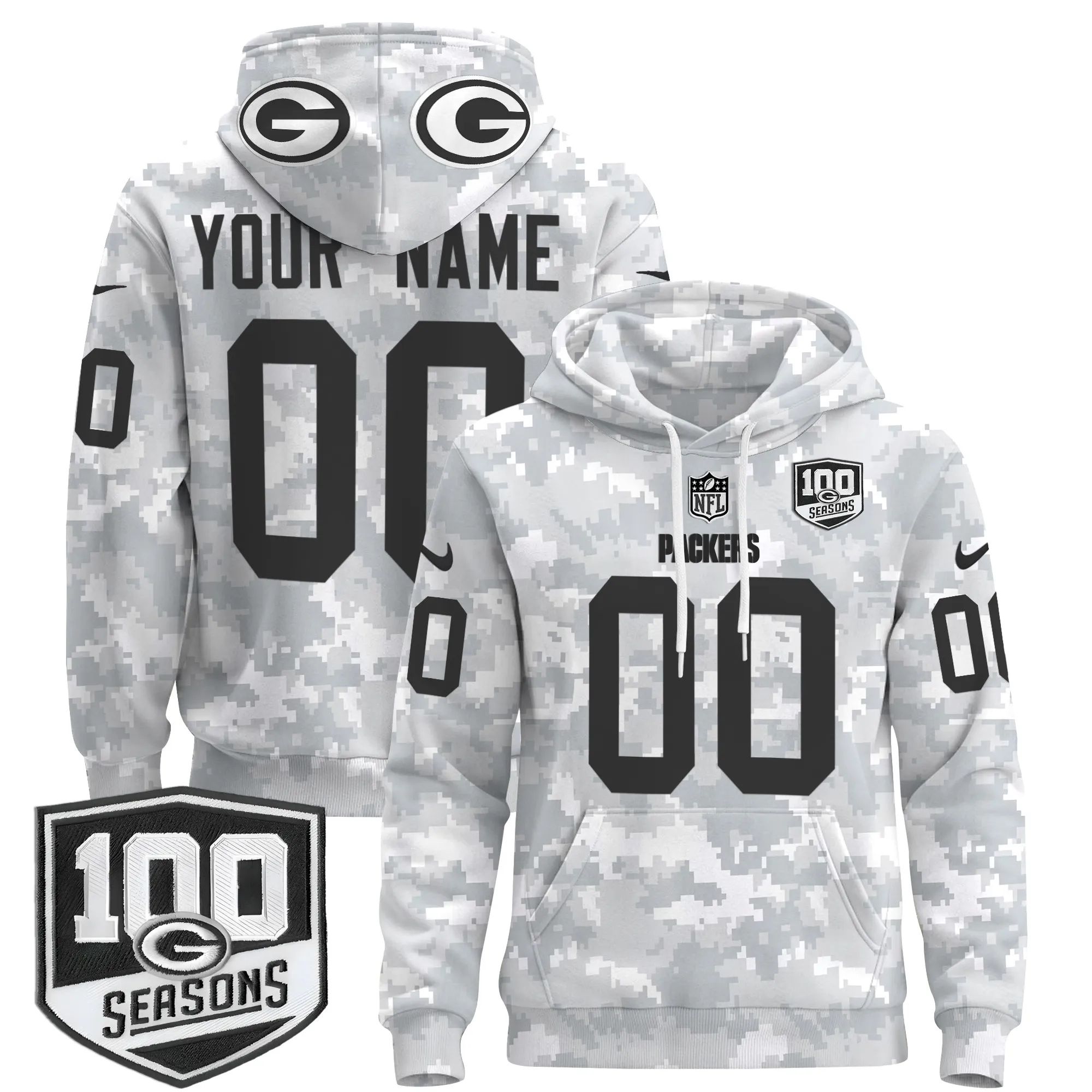 Green Bay Packers Throwback 2024 Salute to Service Custom Pullover Hoodie - All Stitched