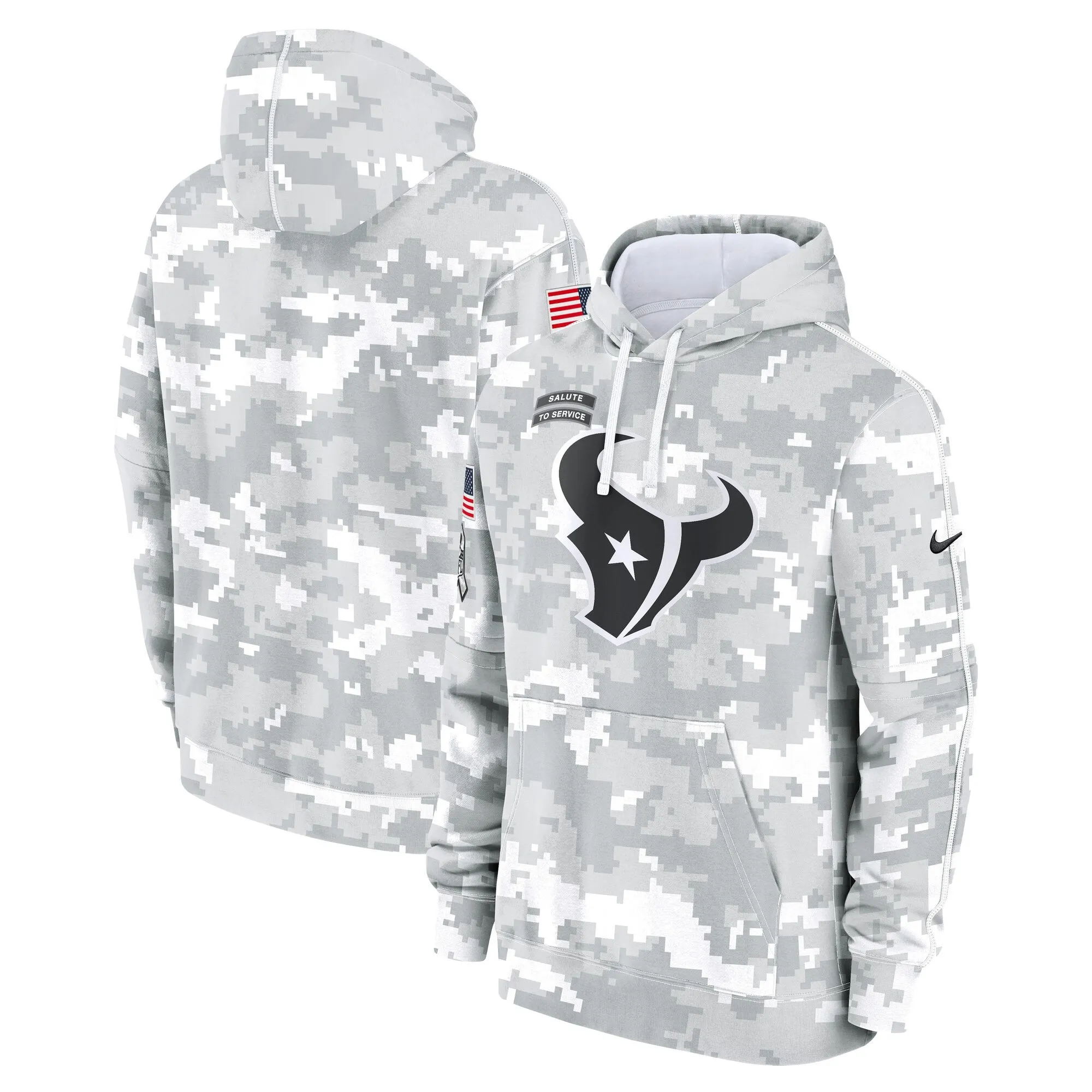 Houston Texans 2024 Salute to Service Pullover Hoodie - Arctic Camo - All Stitched