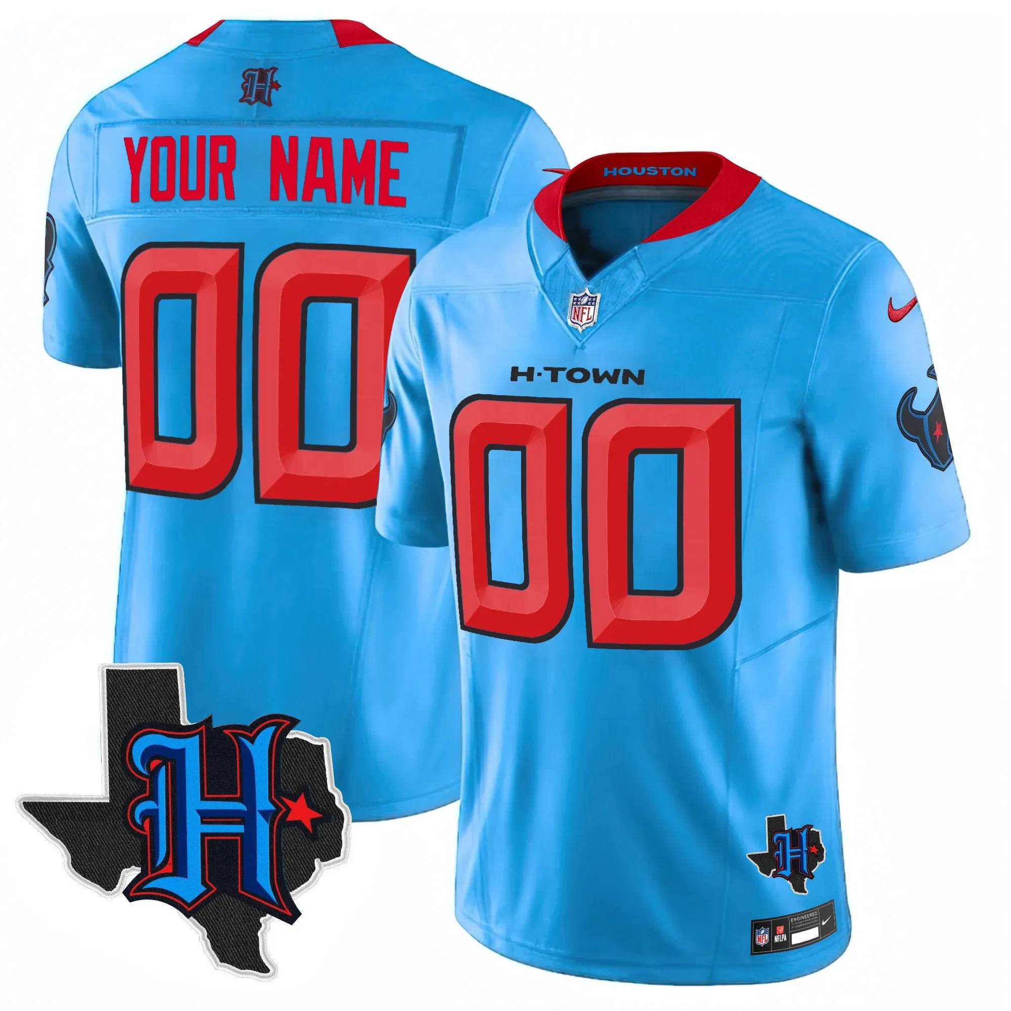 Houston Texans 2024 Texas Patch Vapor Limited Custom Jersey V2 - All Stitched